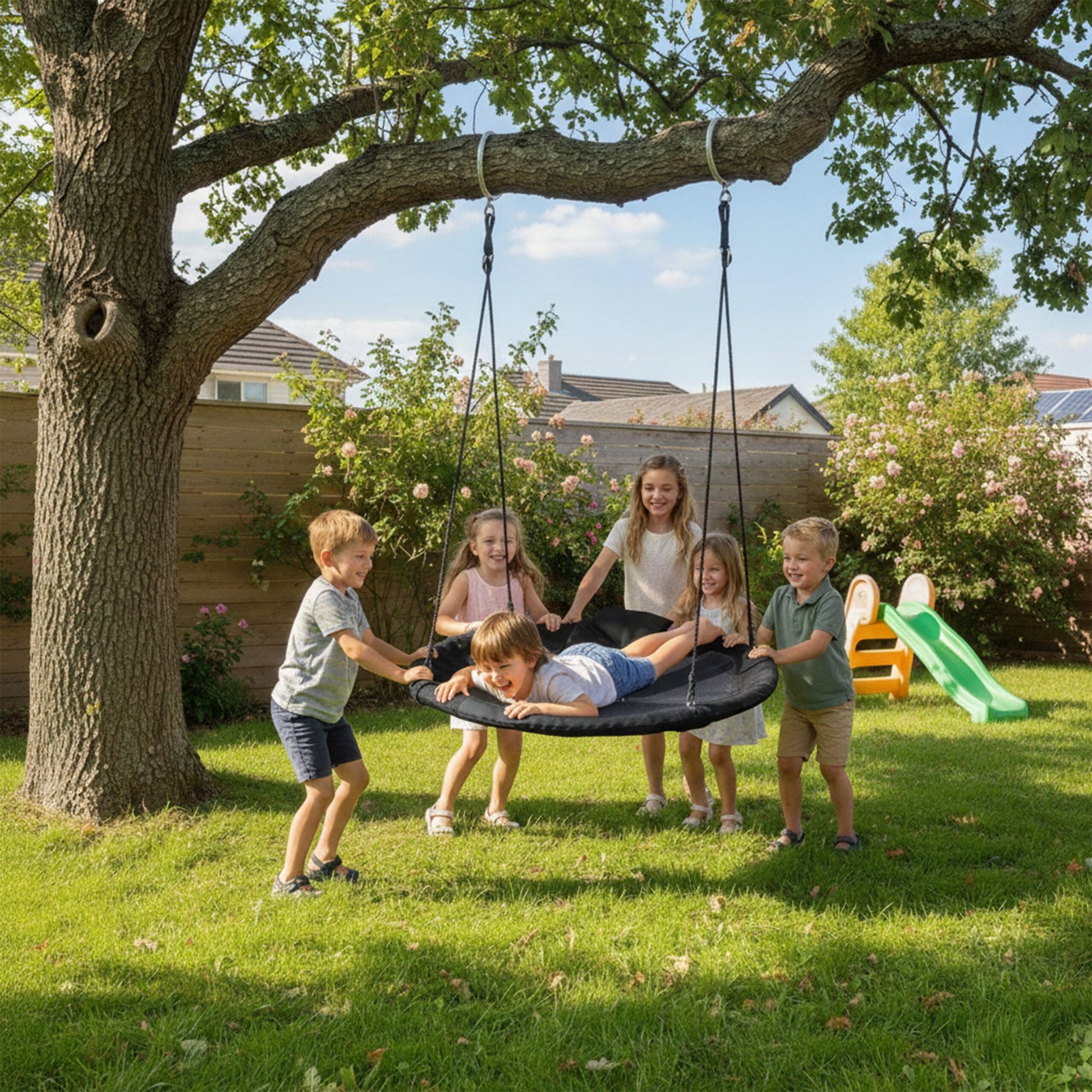 Nestschaukel Kinder mit Kissen & Griffen Weiss-Schwarz von Relaxdays