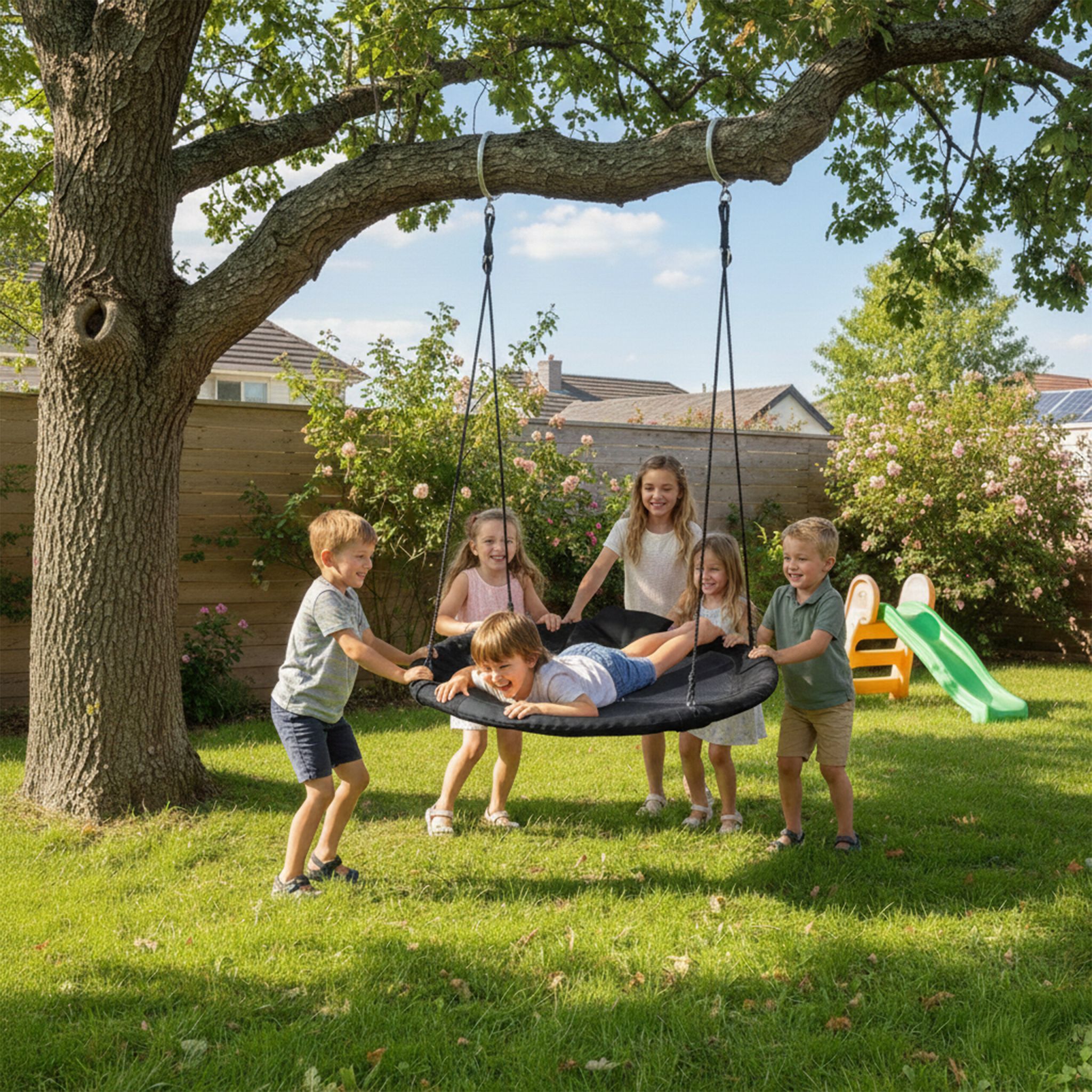 Nestschaukel Kinder mit Kissen & Griffen Weiss-Schwarz von Relaxdays