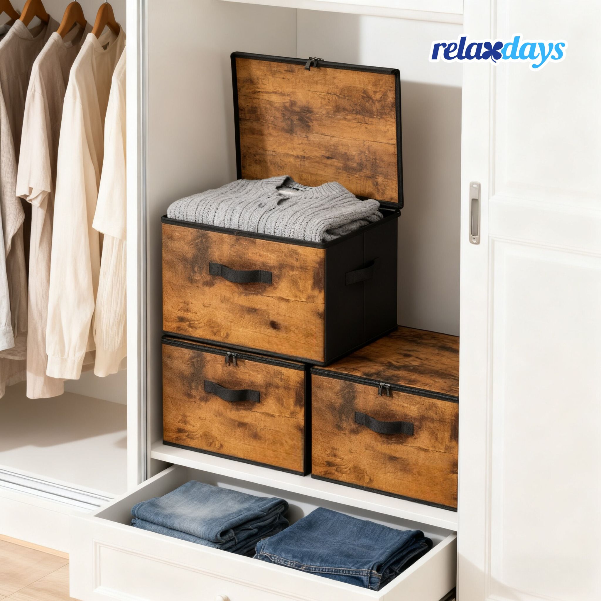 Aufbewahrungstasche 3er-Set Braun von Relaxdays