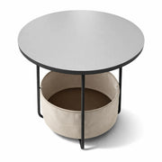 Runder Beistelltisch mit Korb Creme-Grau von Relaxdays