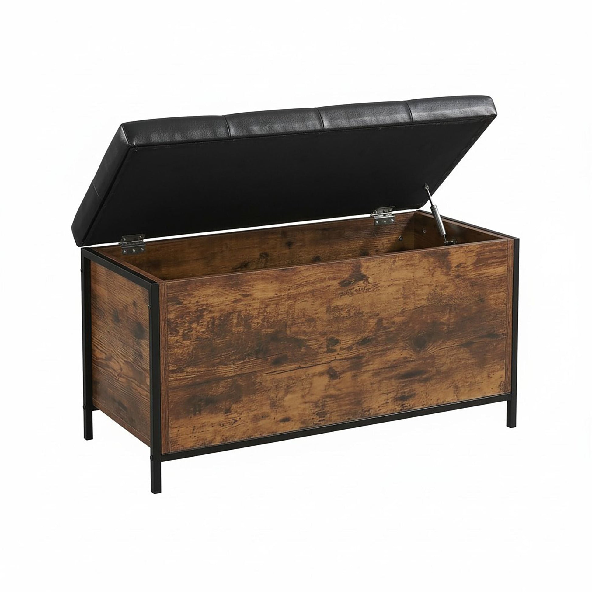 Sitzbank mit Stauraum Kunstleder Braun-Schwarz von Relaxdays
