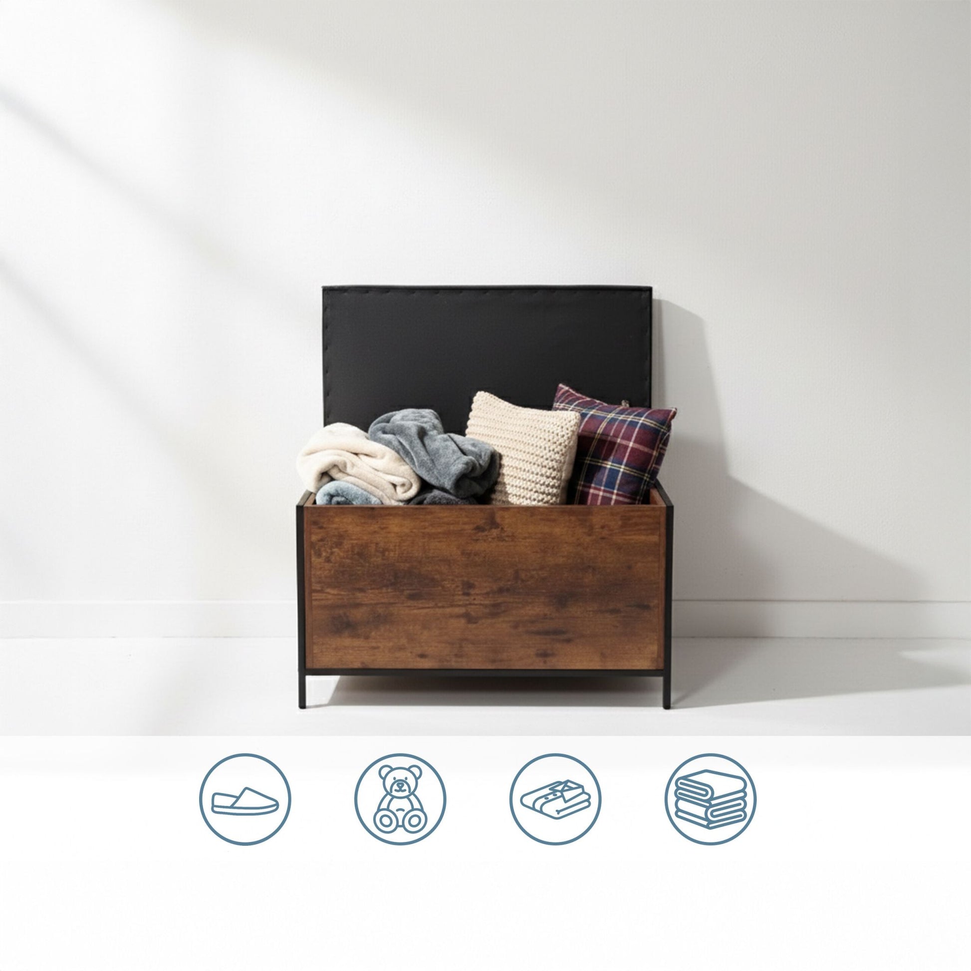 Sitzbank mit Stauraum Kunstleder Braun-Schwarz von Relaxdays