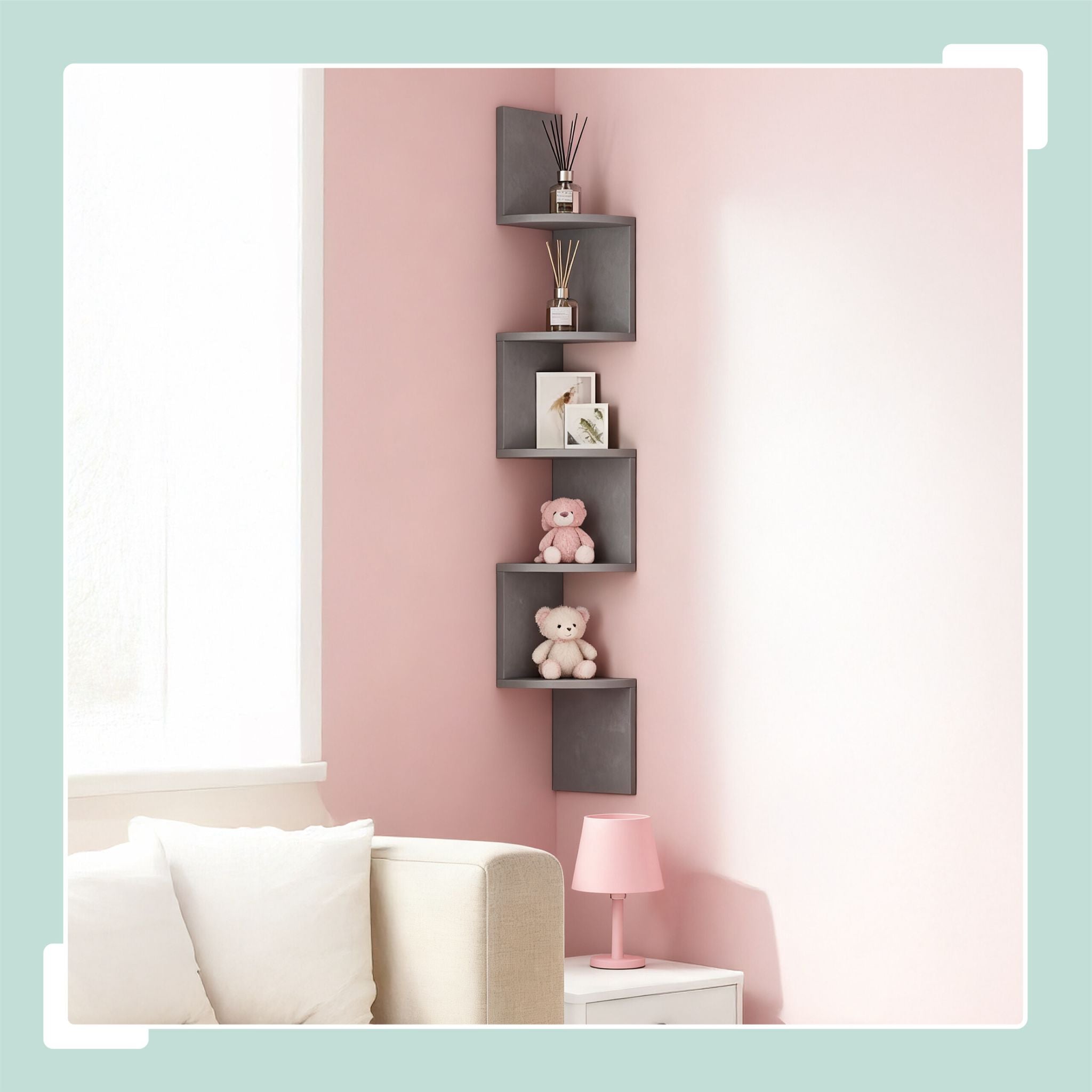 Eckregal Wand 5 Etagen Anthrazit von Relaxdays