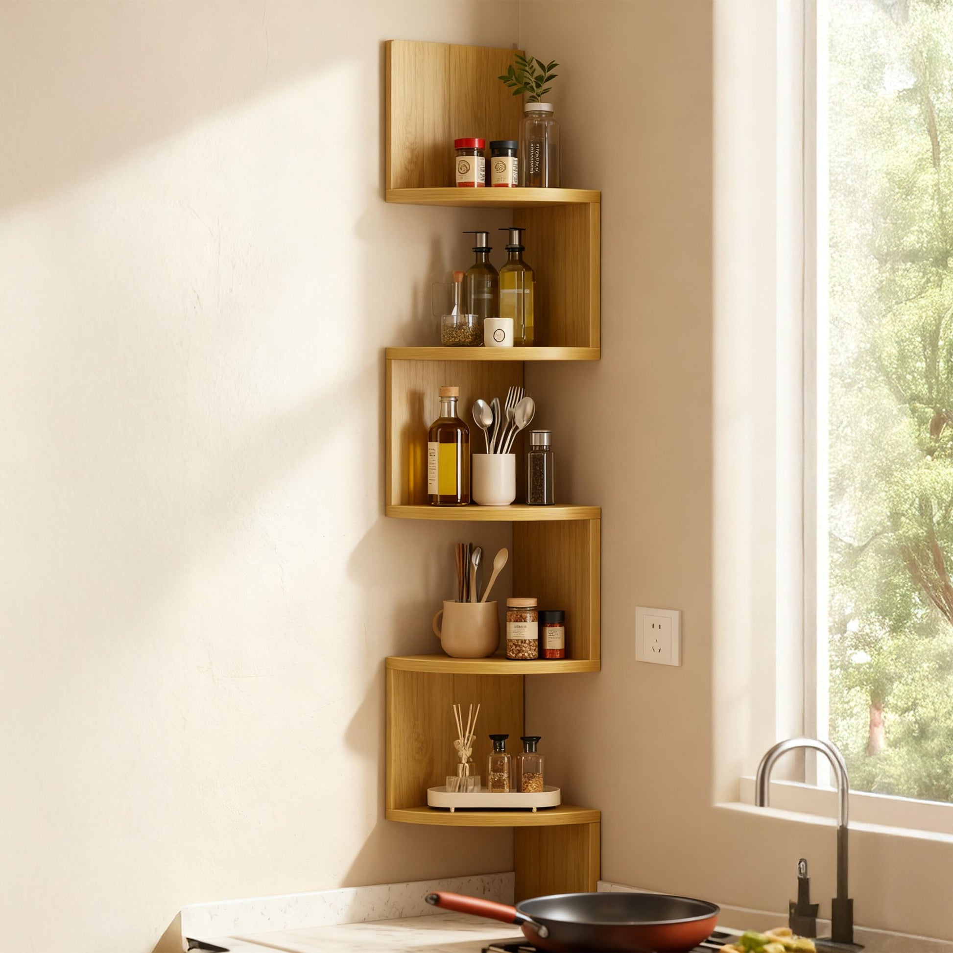 Eckregal Wand 5 Etagen Hellbraun von Relaxdays