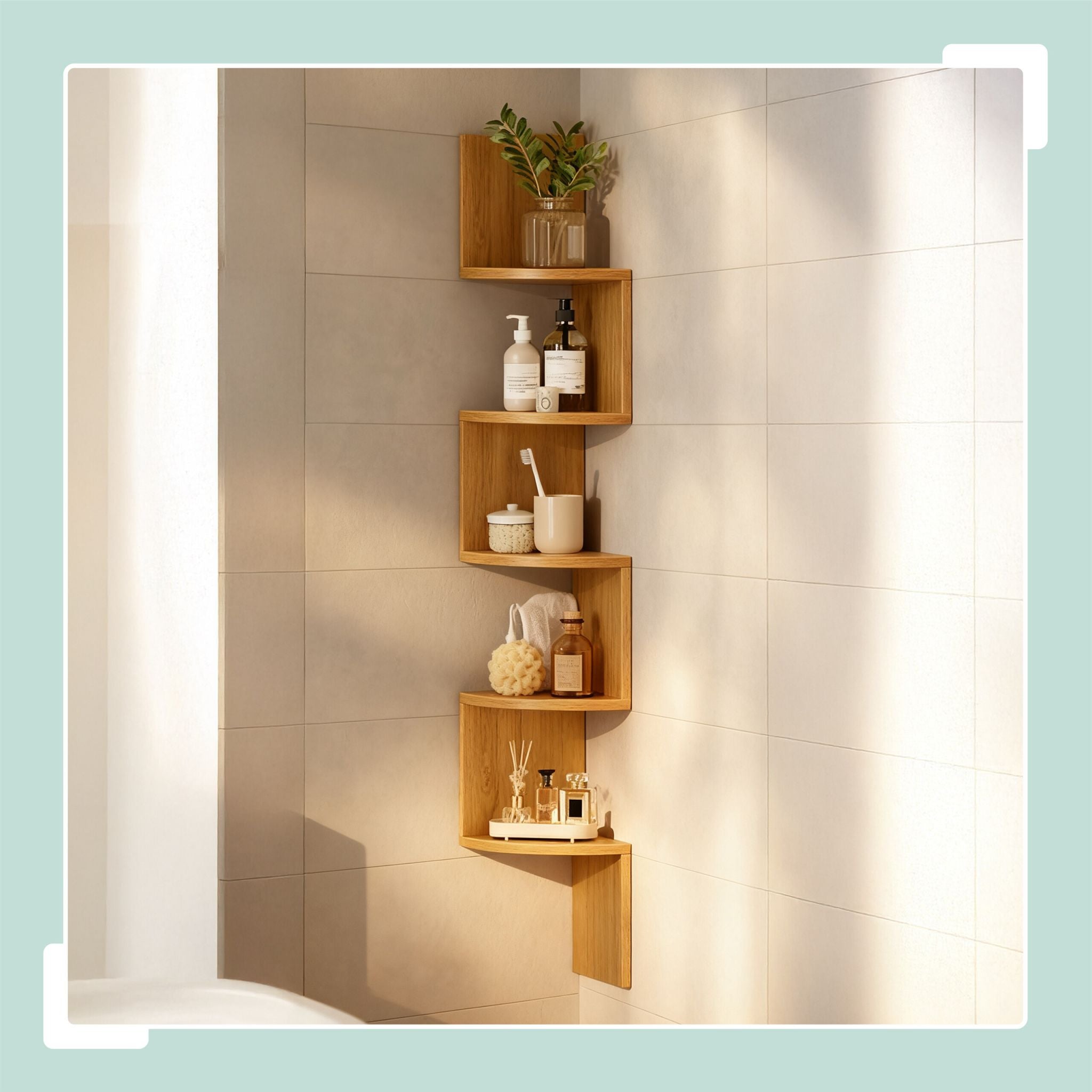 Eckregal Wand 5 Etagen Hellbraun von Relaxdays