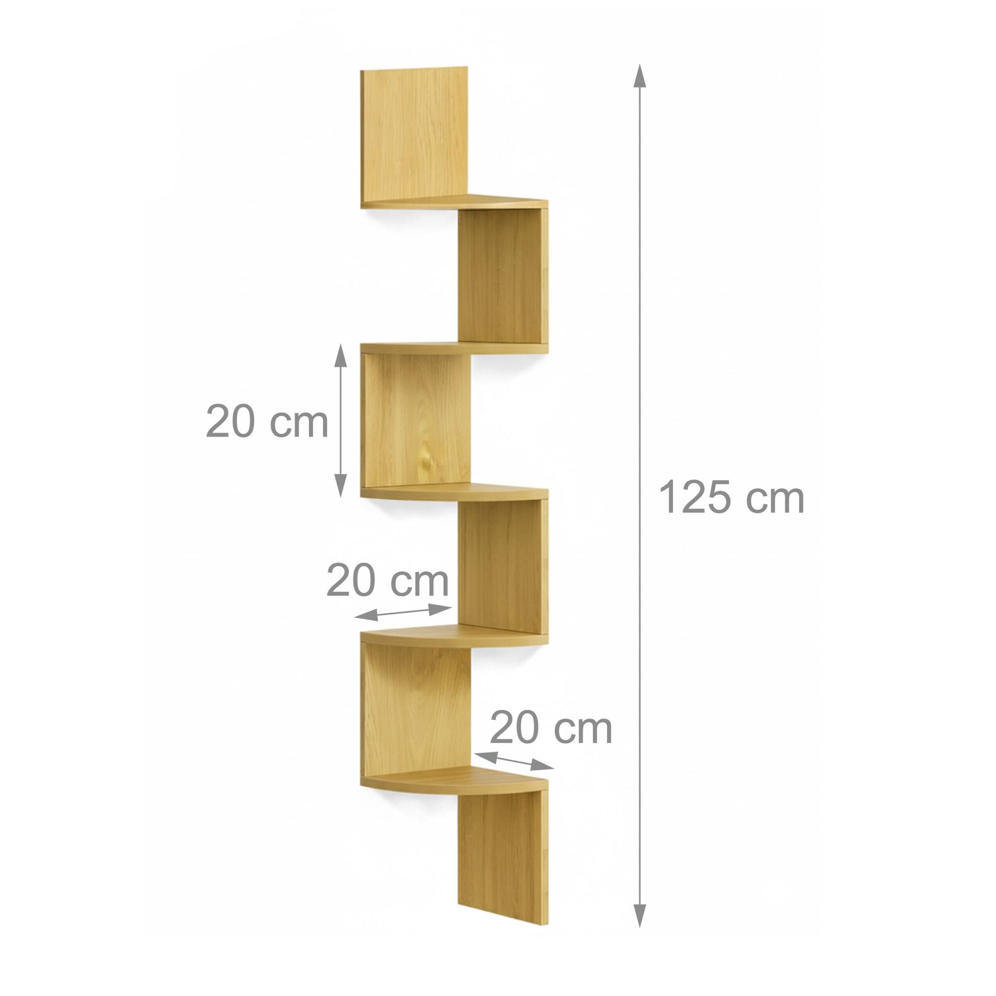 Eckregal Wand 5 Etagen Hellbraun von Relaxdays