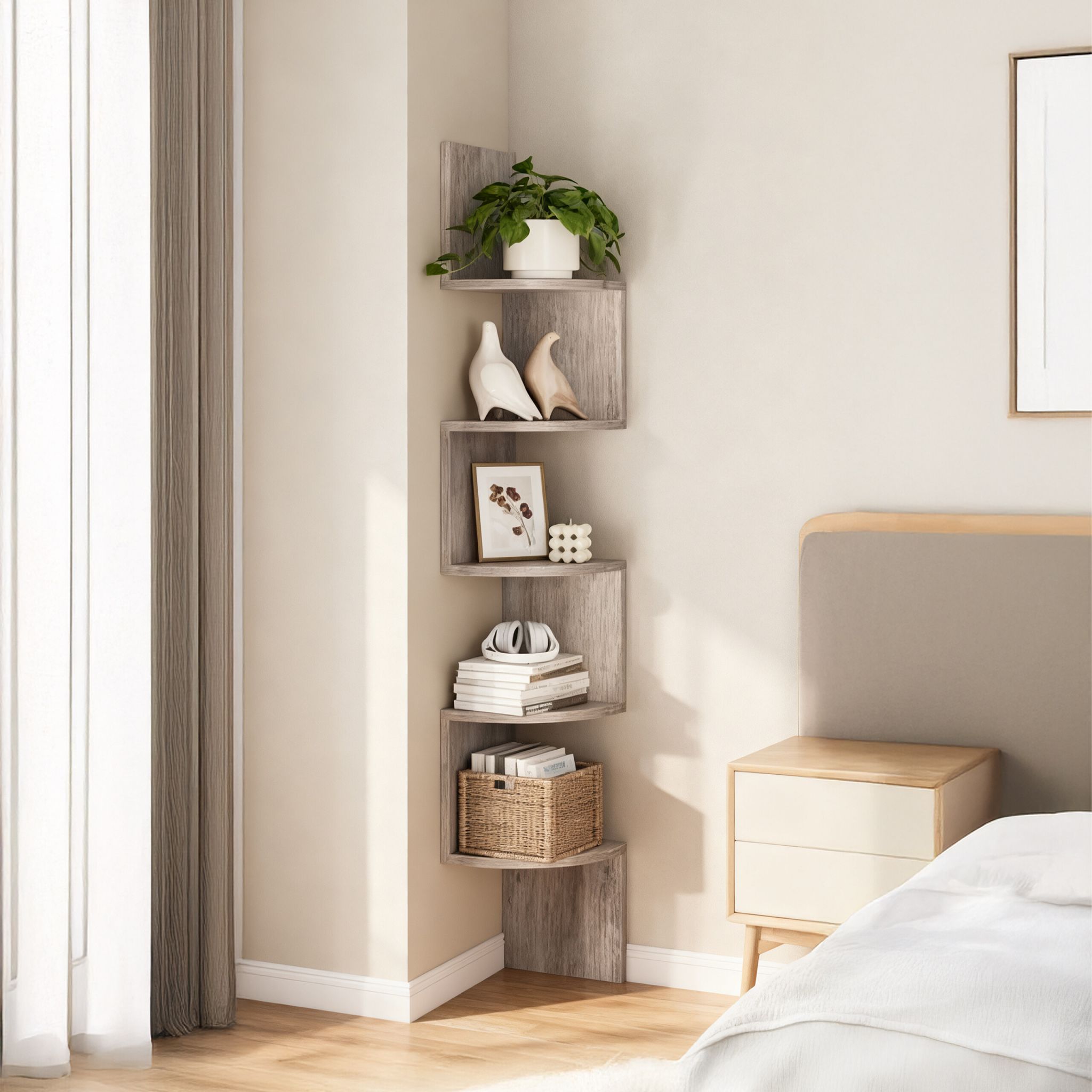 Eckregal Wand 5 Etagen Grau von Relaxdays