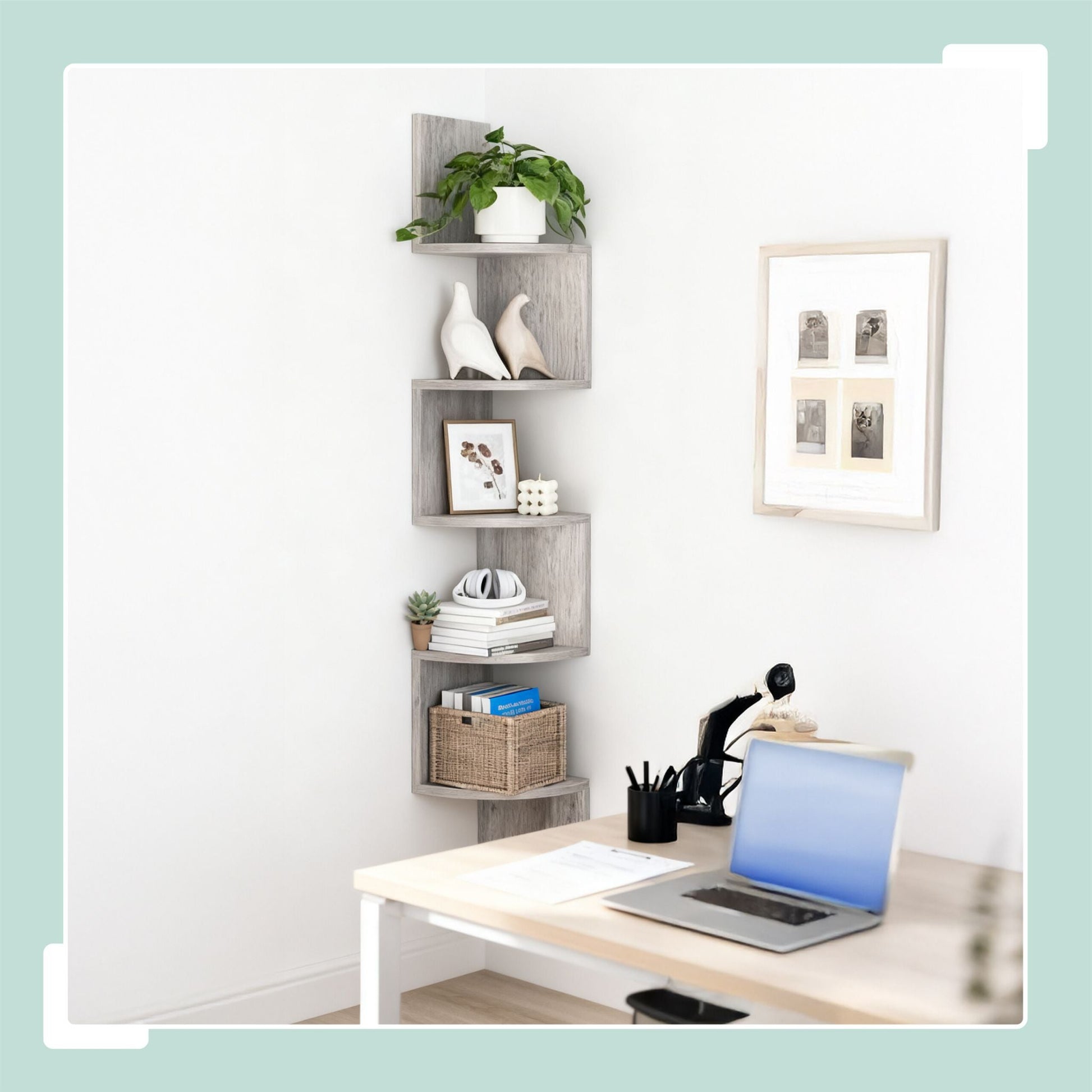 Eckregal Wand 5 Etagen Grau von Relaxdays