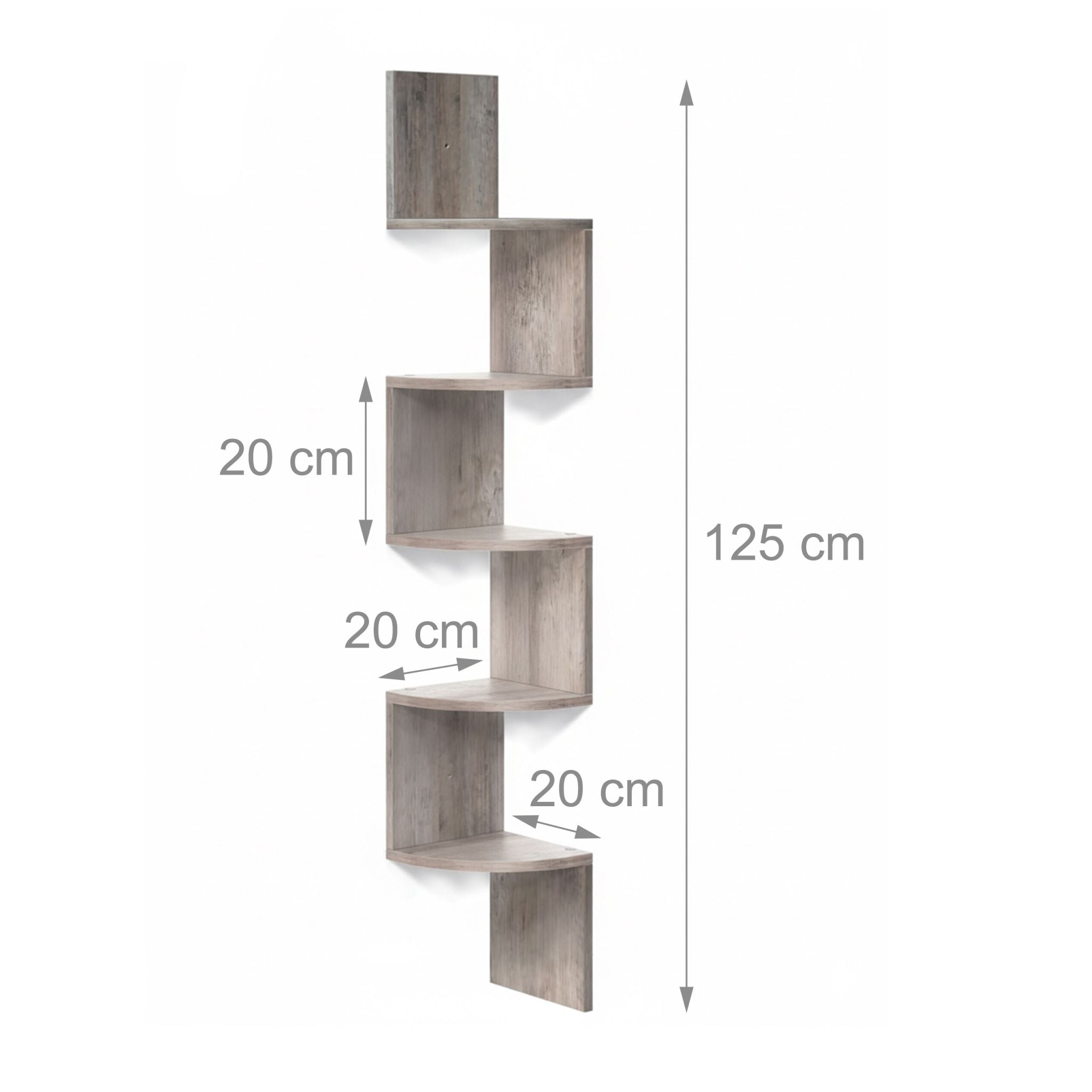 Eckregal Wand 5 Etagen Grau von Relaxdays