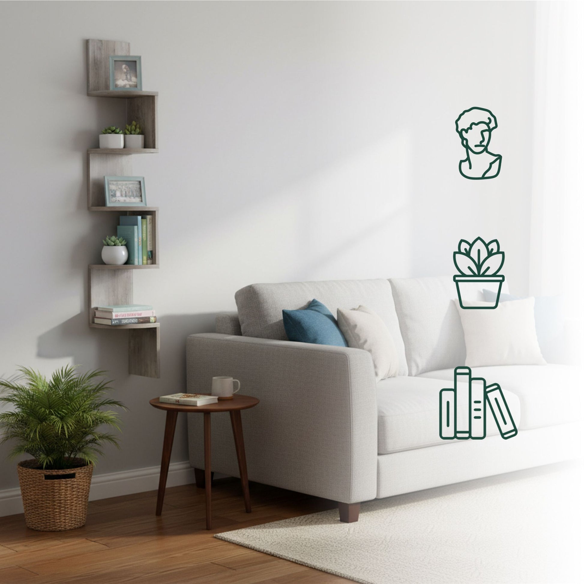 Eckregal Wand 5 Etagen Grau von Relaxdays