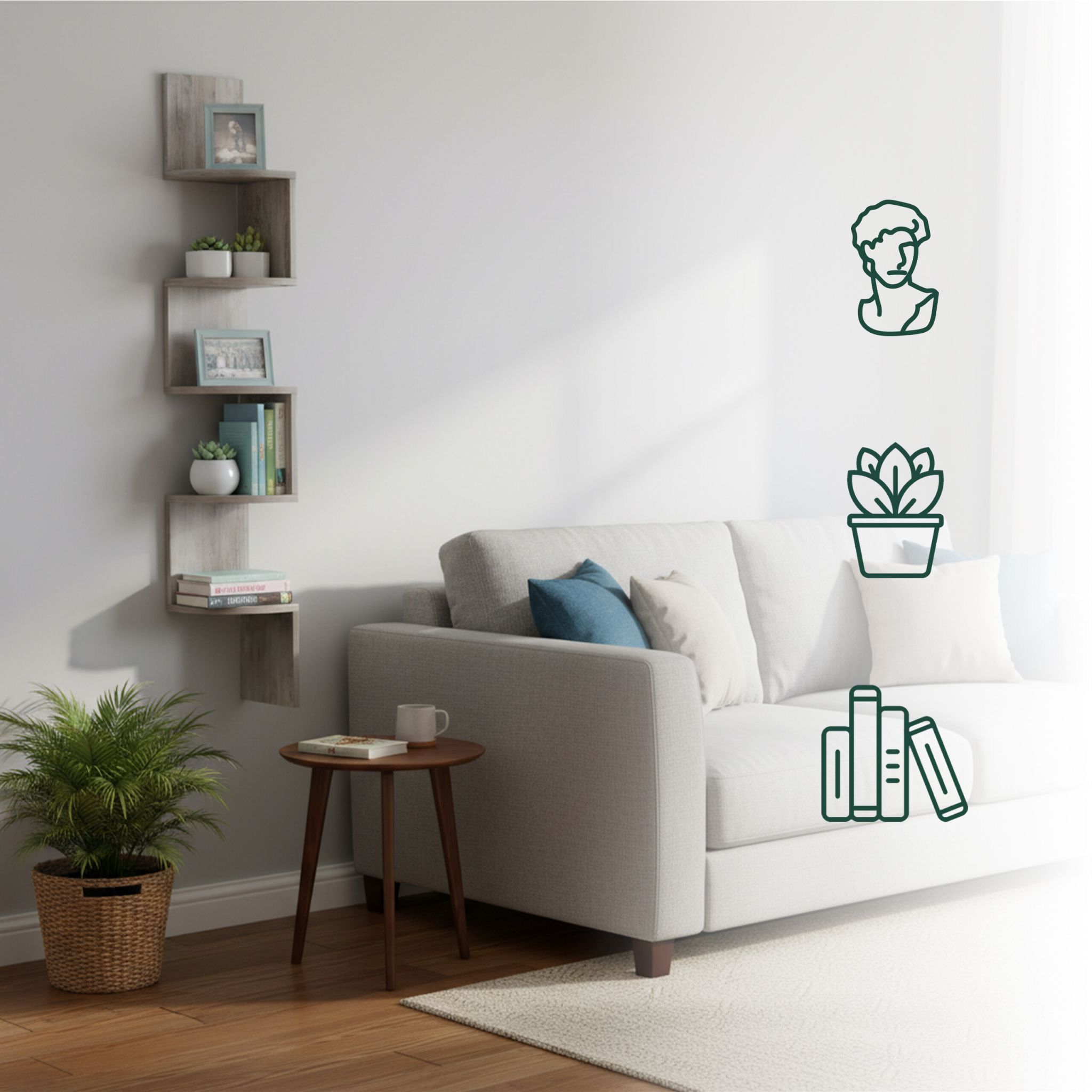 Eckregal Wand 5 Etagen Grau von Relaxdays