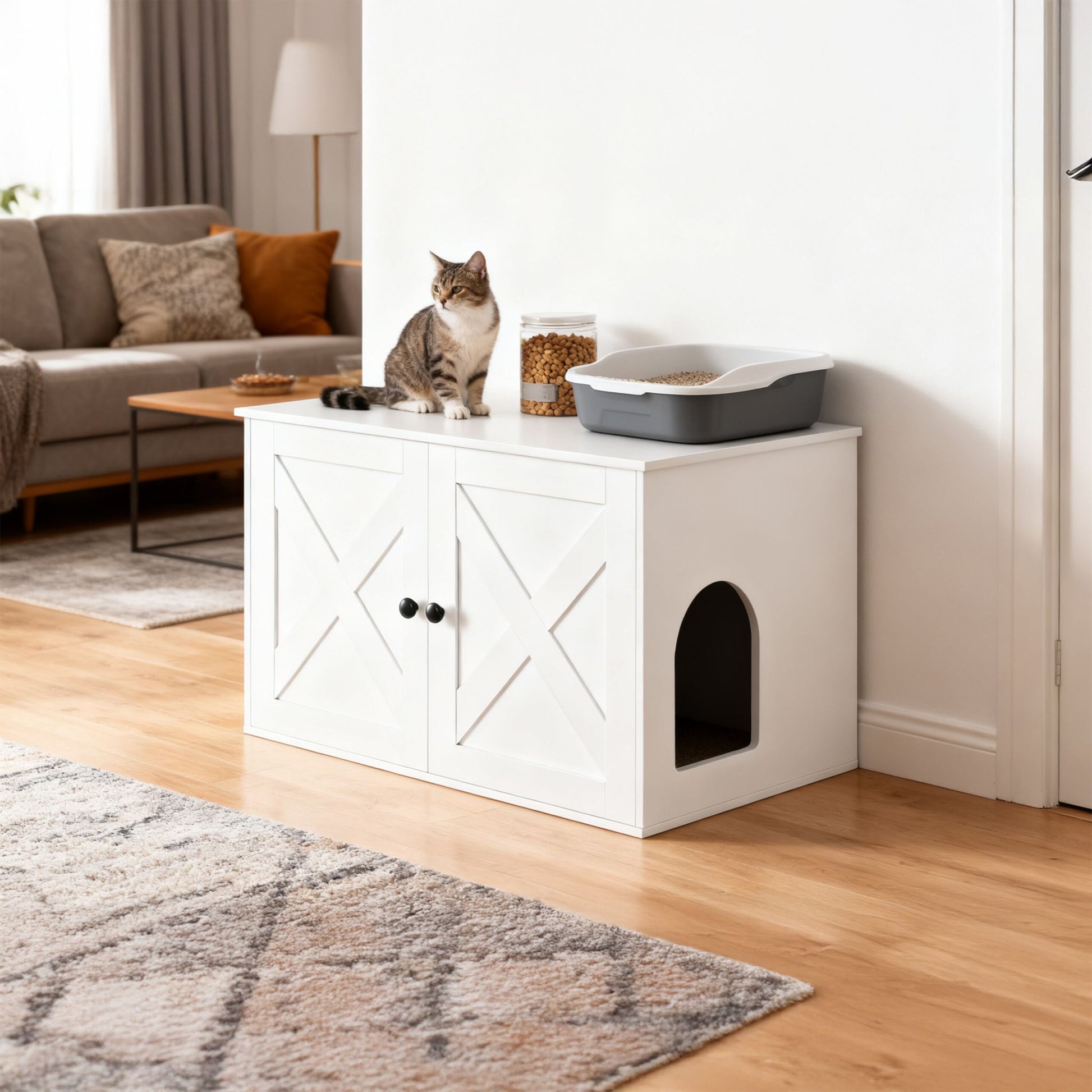 Katzenschrank für Katzenklo Weiss von Relaxdays