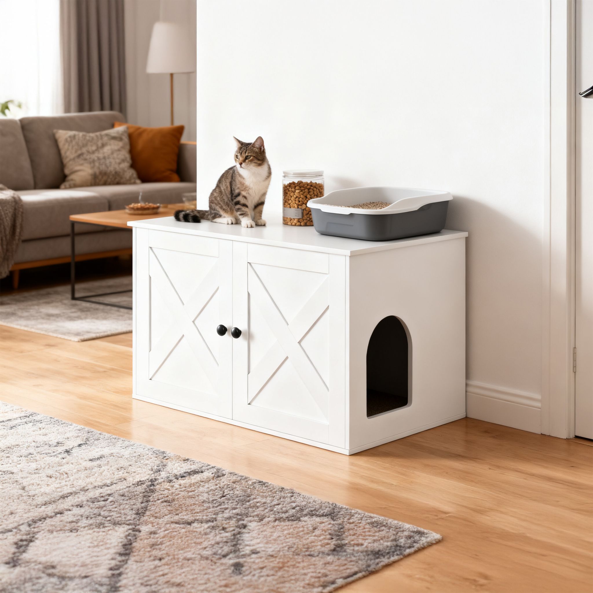 Katzenschrank für Katzenklo Weiss von Relaxdays