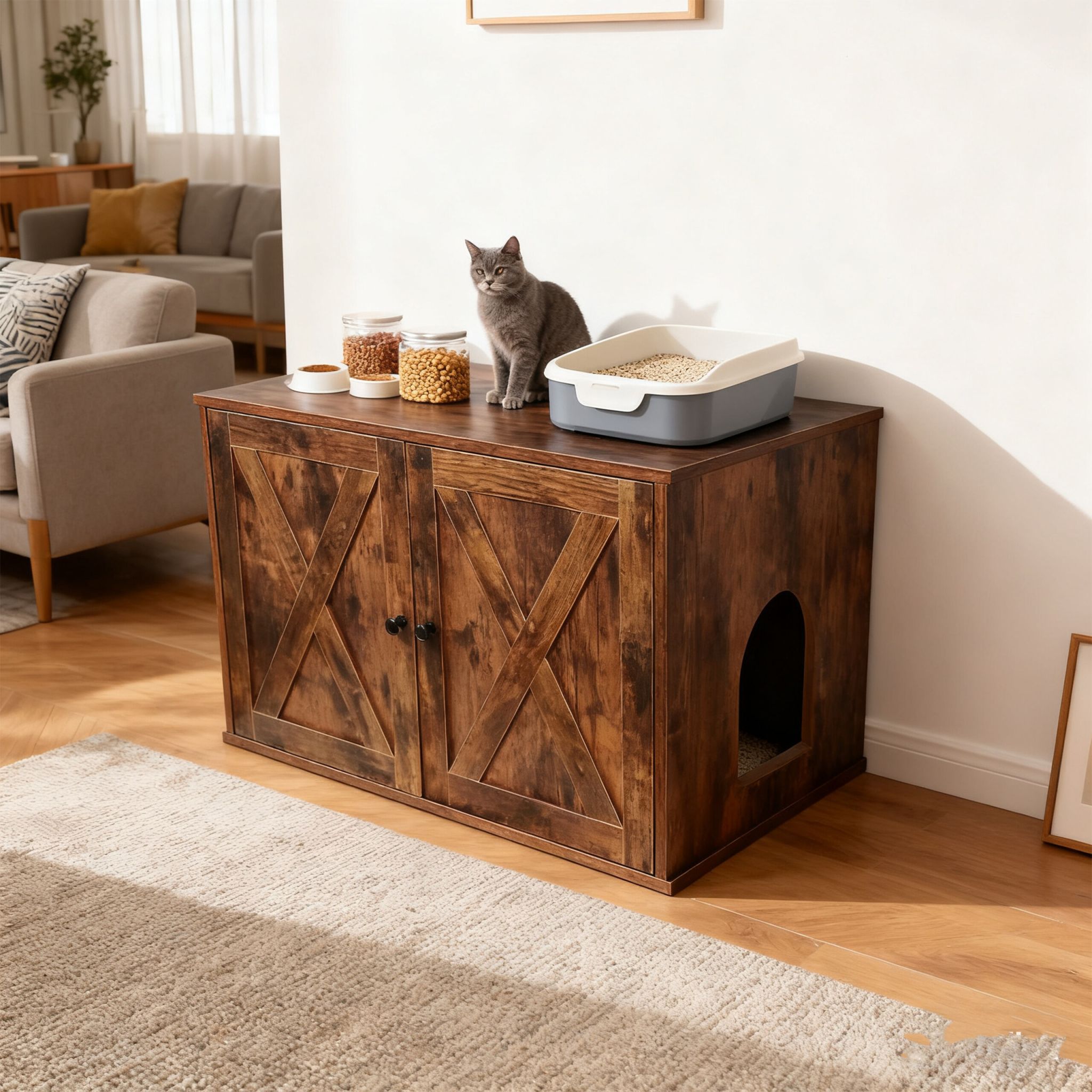 Katzenschrank für Katzenklo Dunkelbraun von Relaxdays