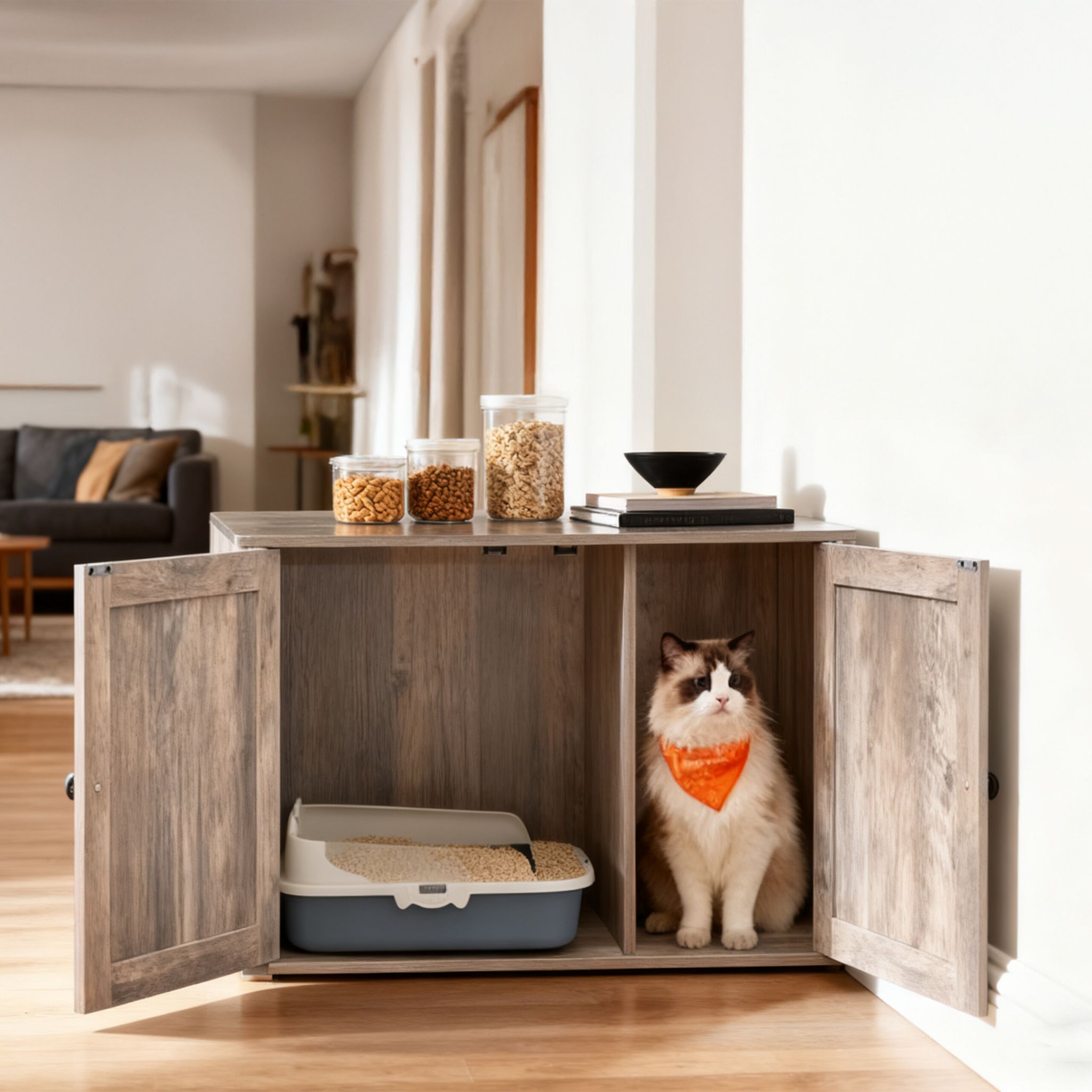 Katzenschrank für Katzenklo Grau von Relaxdays