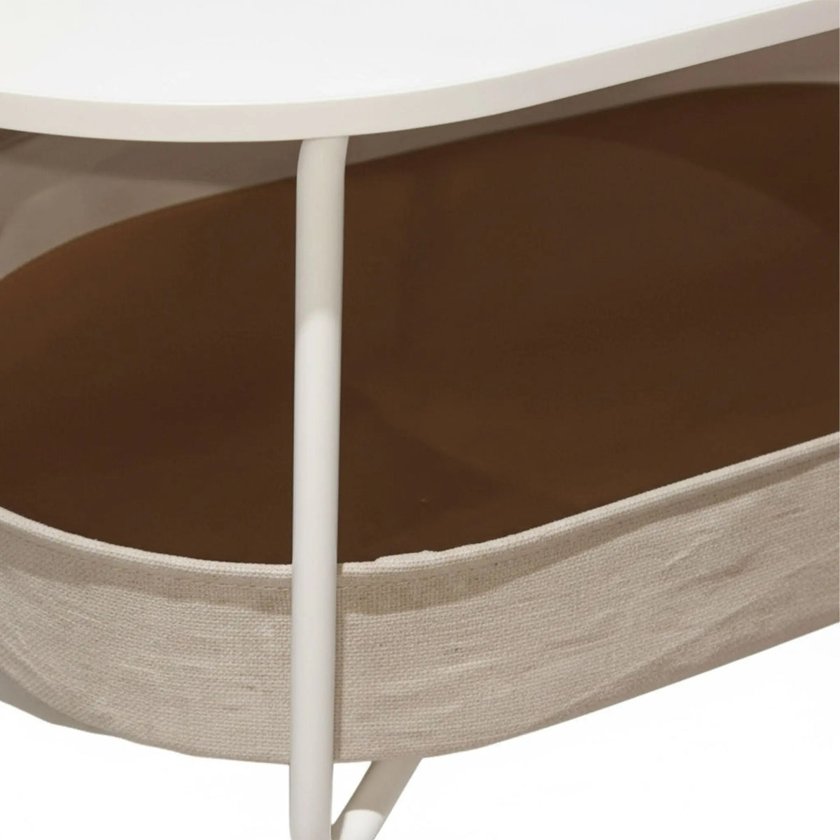 Ovaler Couchtisch mit Stauraum Beige-Weiss von Relaxdays