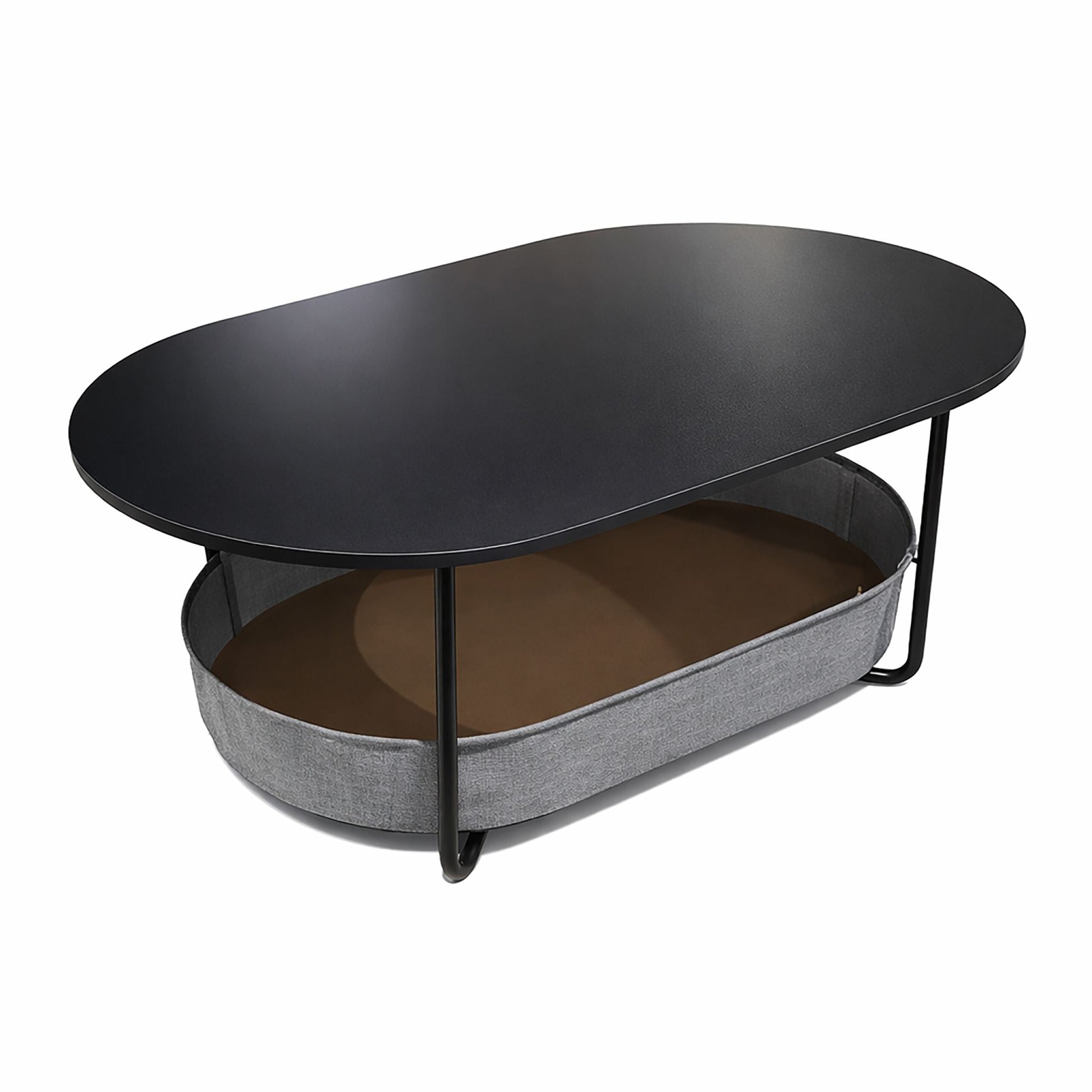 Ovaler Couchtisch mit Stauraum Anthrazit-Schwarz von Relaxdays