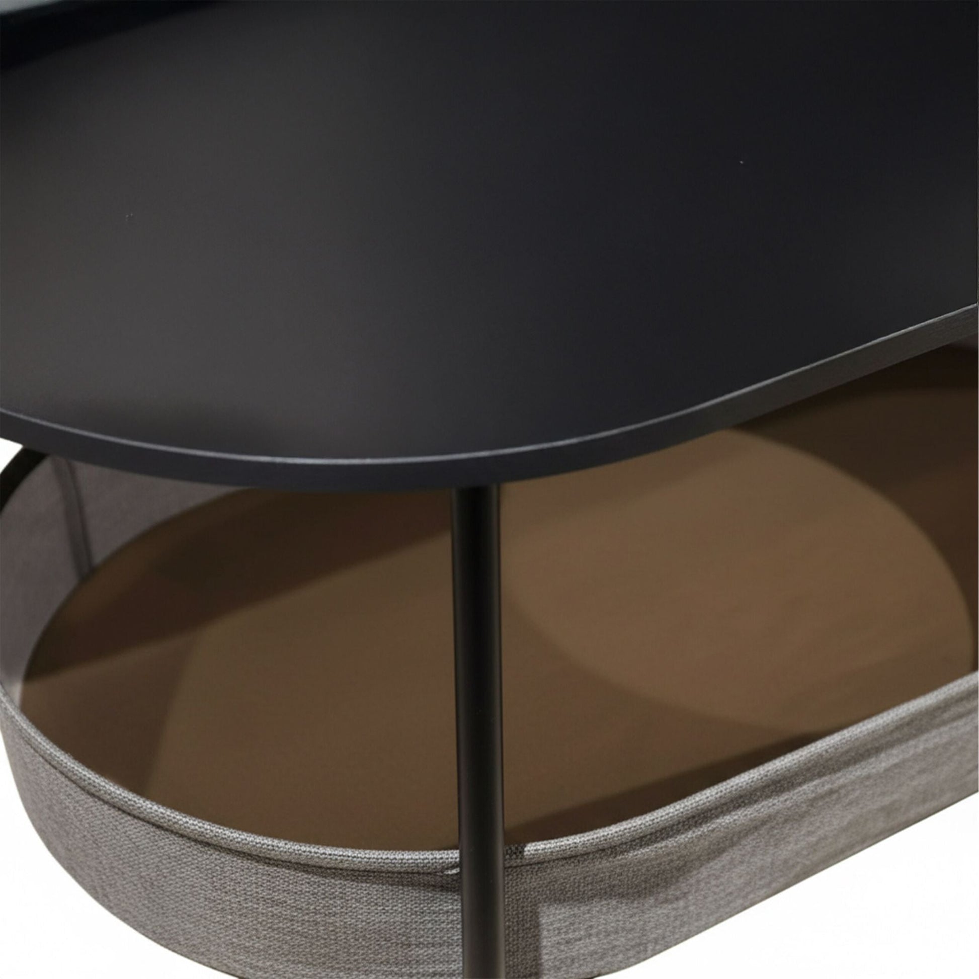 Ovaler Couchtisch mit Stauraum Anthrazit-Schwarz von Relaxdays