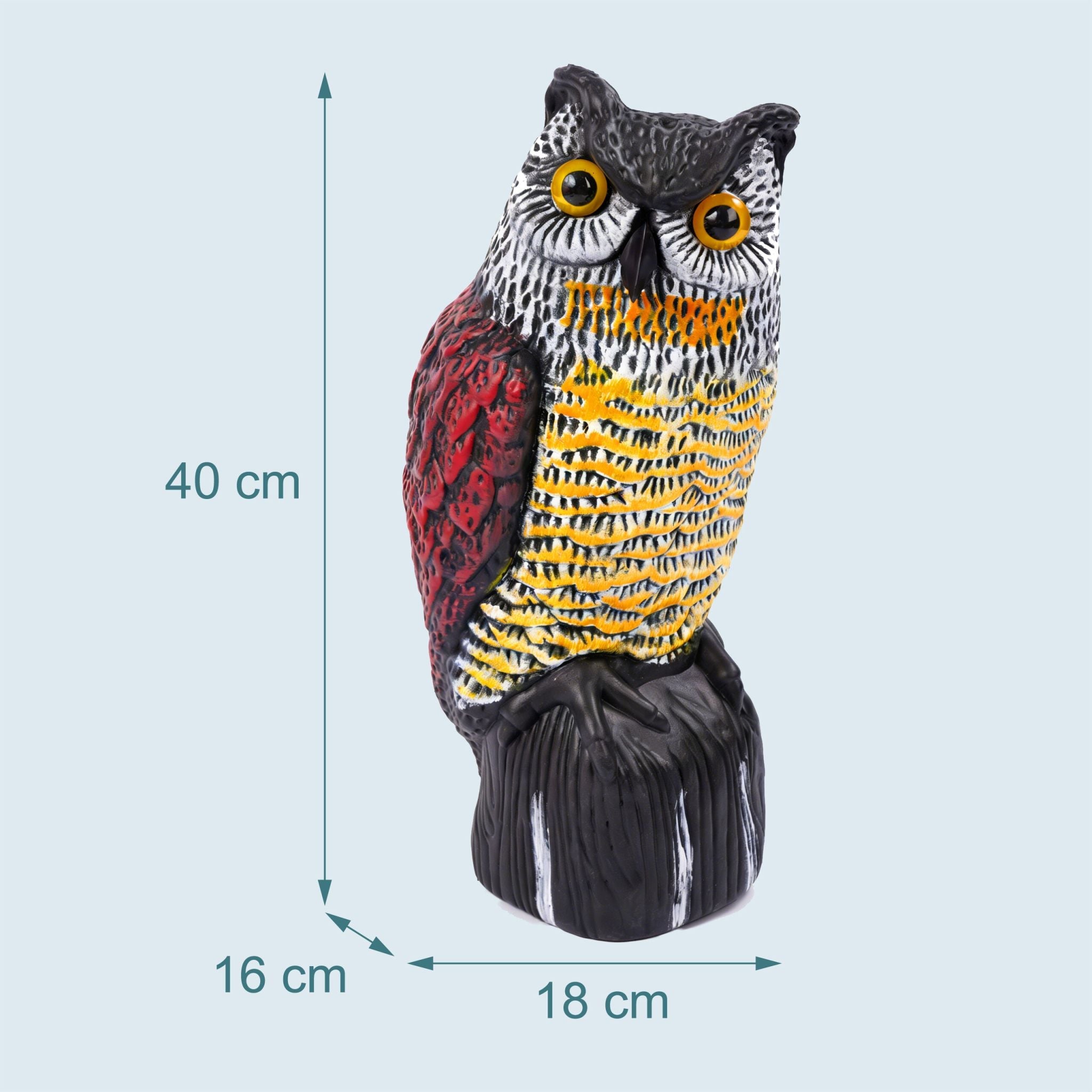 Vogelabwehr Eule 40cm Gelb-Rot-Schwarz von Relaxdays