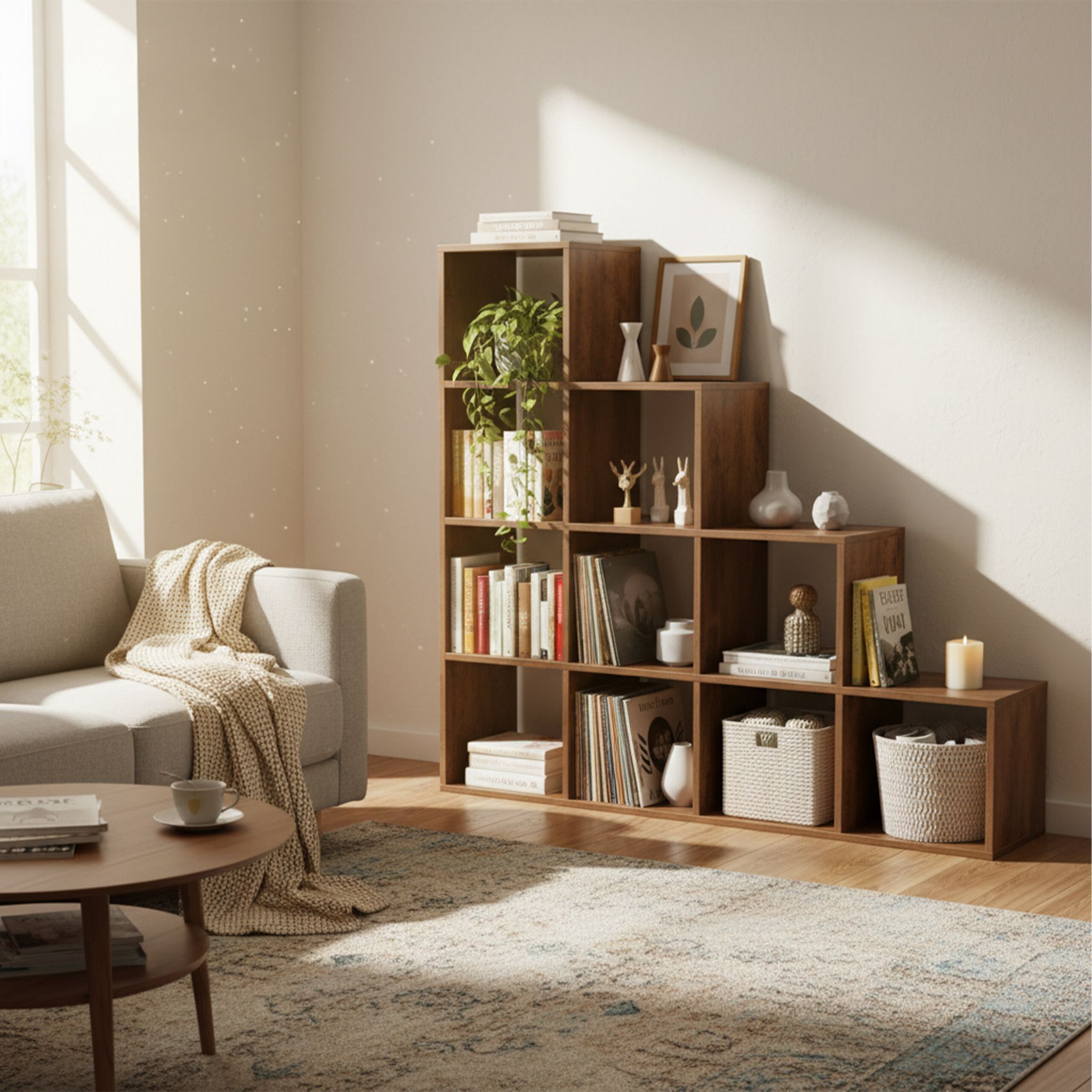 Stufenregal 10 Fächer Braun von Relaxdays