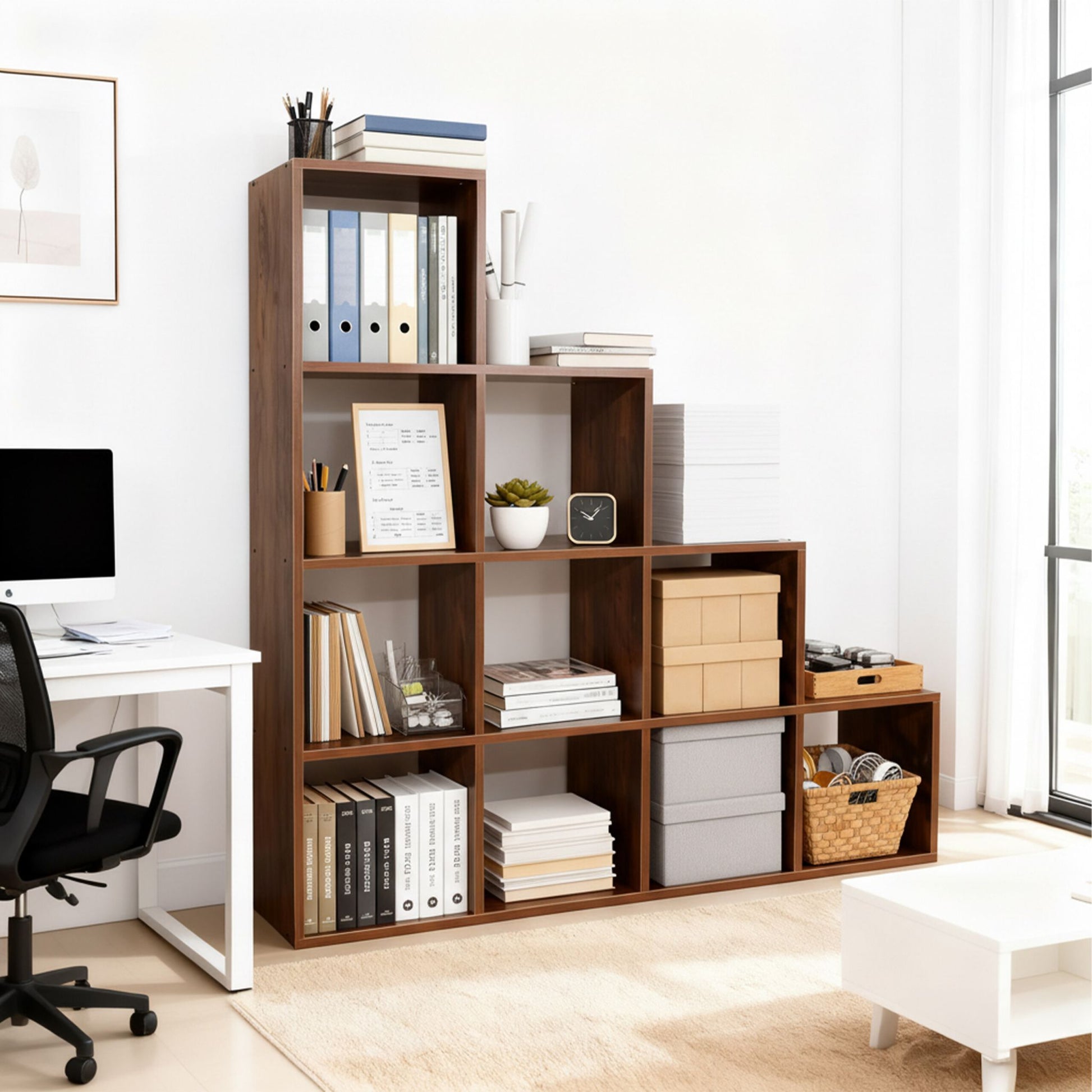 Stufenregal 10 Fächer Braun von Relaxdays