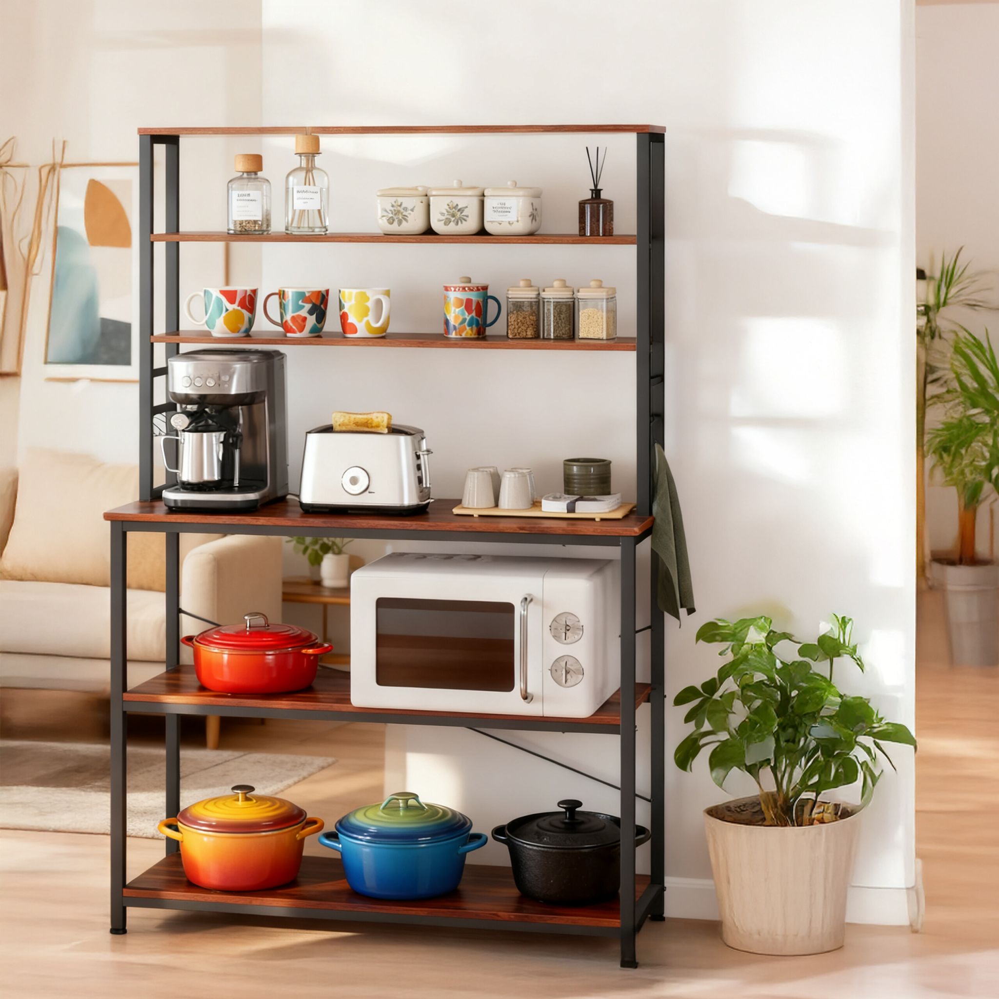 Küchenregal mit Arbeitsplatte Dunkelbraun-Schwarz von Relaxdays