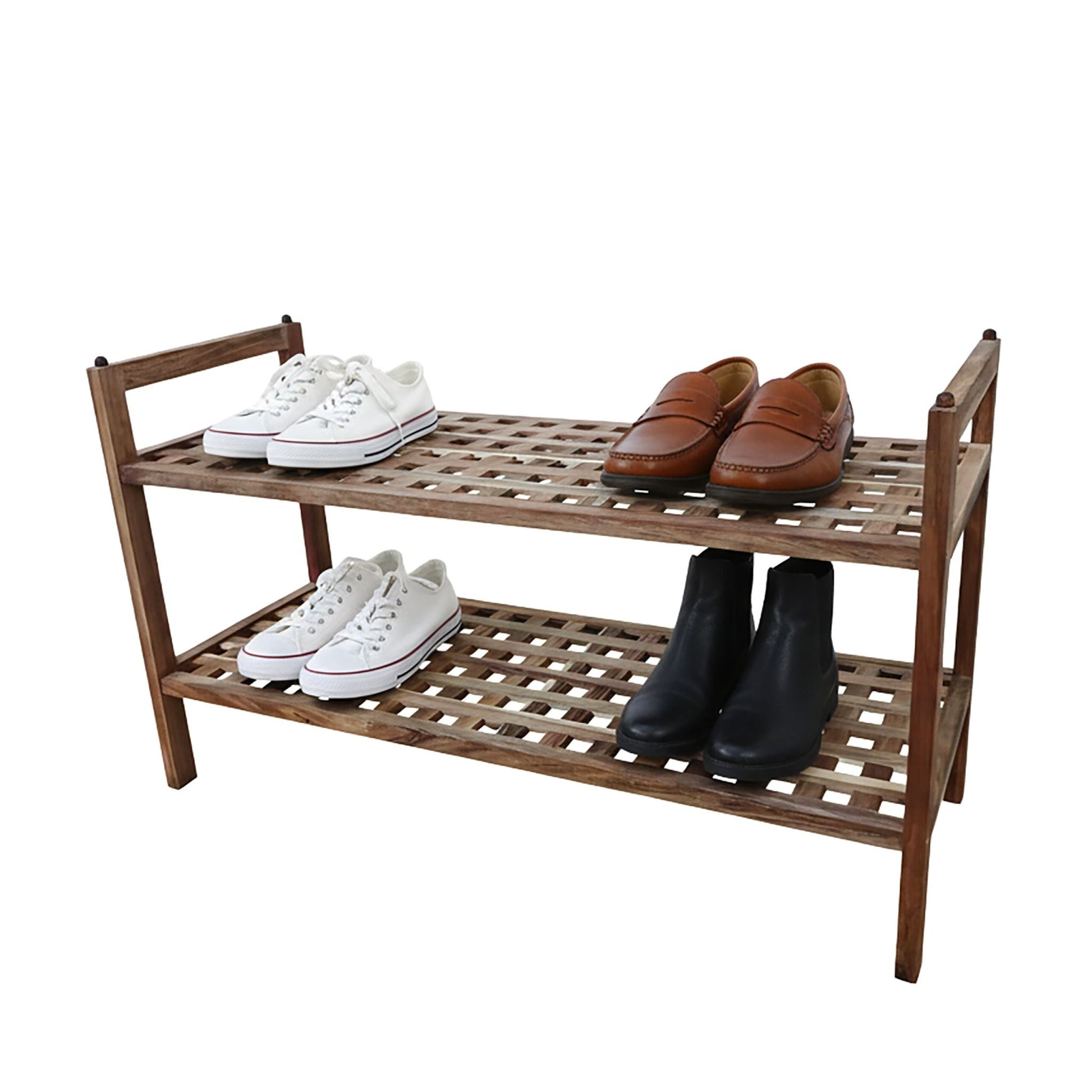 Schuhregal Akazie mit 2 Ebenen Hellbraun von Relaxdays