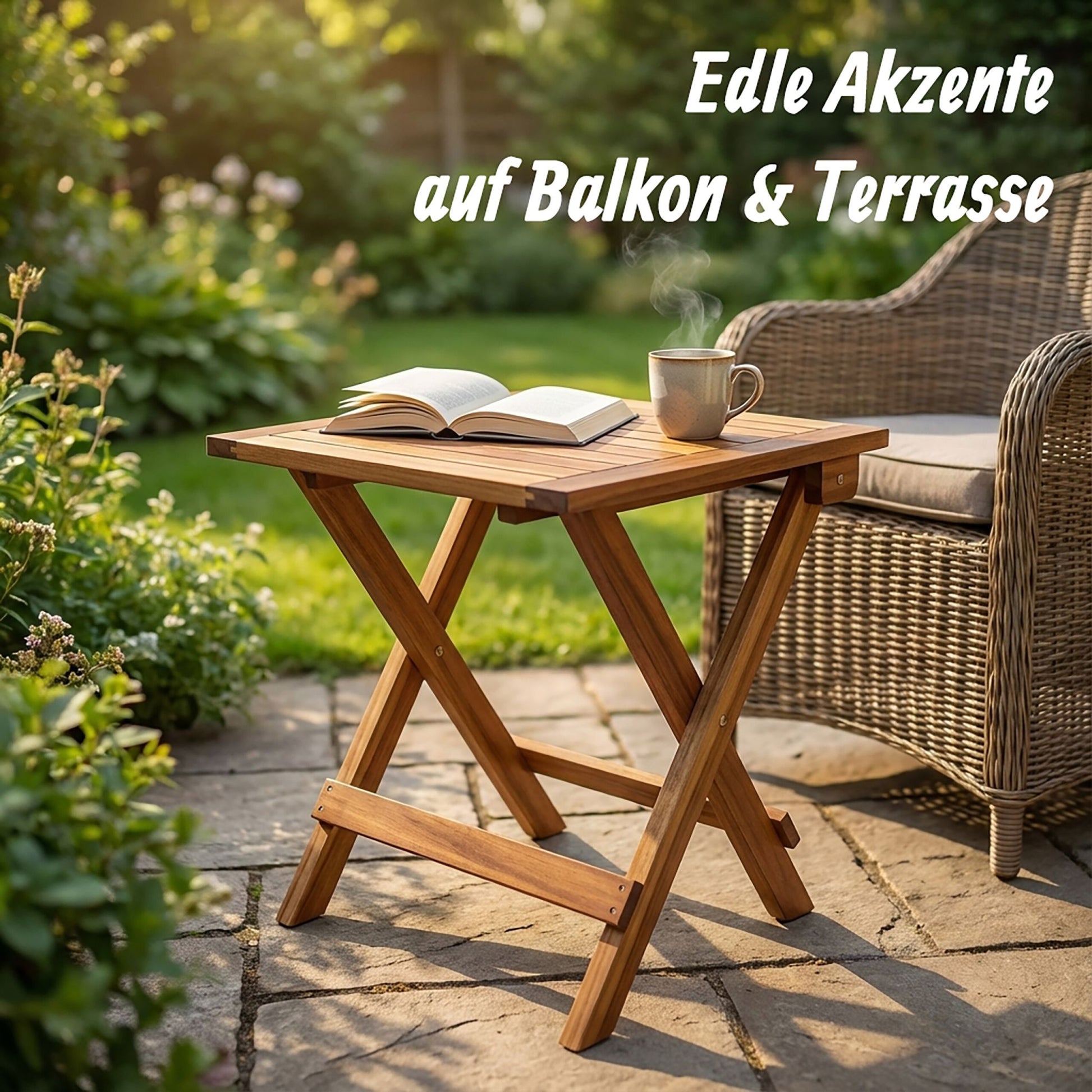 Quadratischer Klapptisch Akazienholz Dunkelbraun von Relaxdays