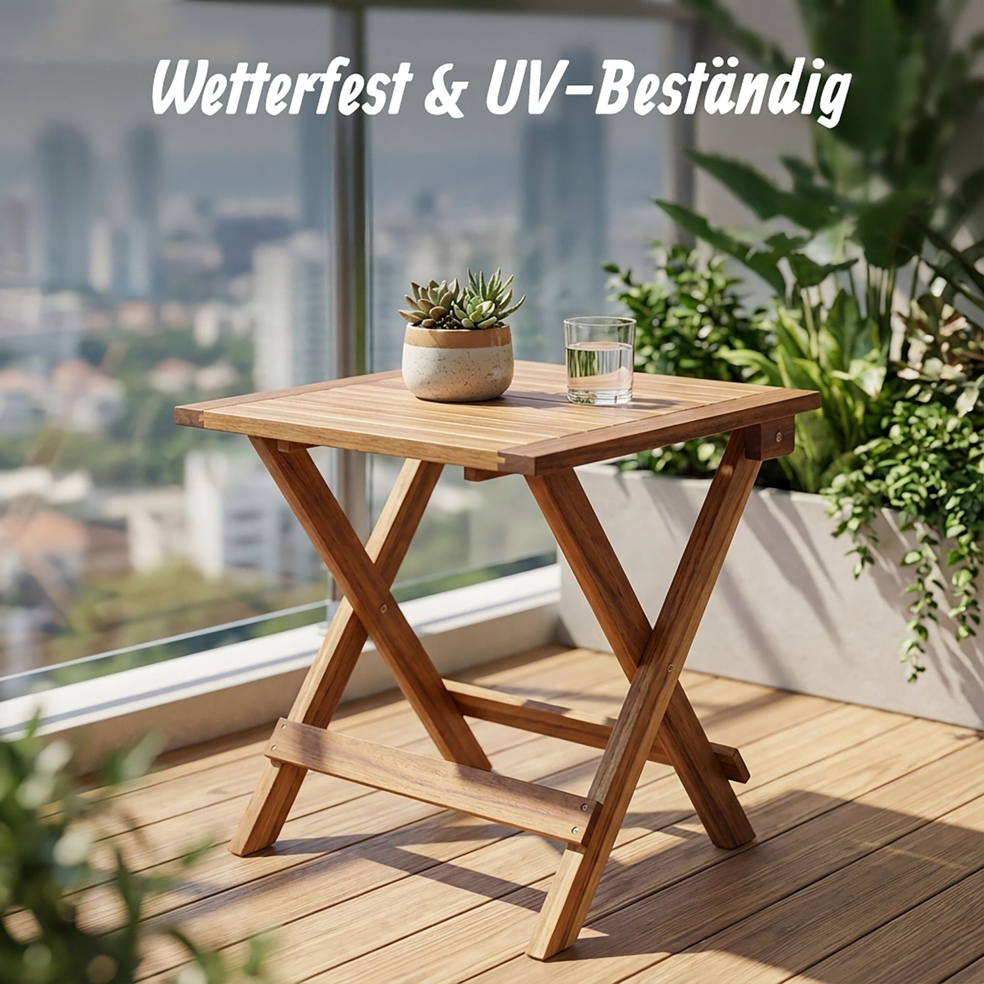 Quadratischer Klapptisch Akazienholz Dunkelbraun von Relaxdays