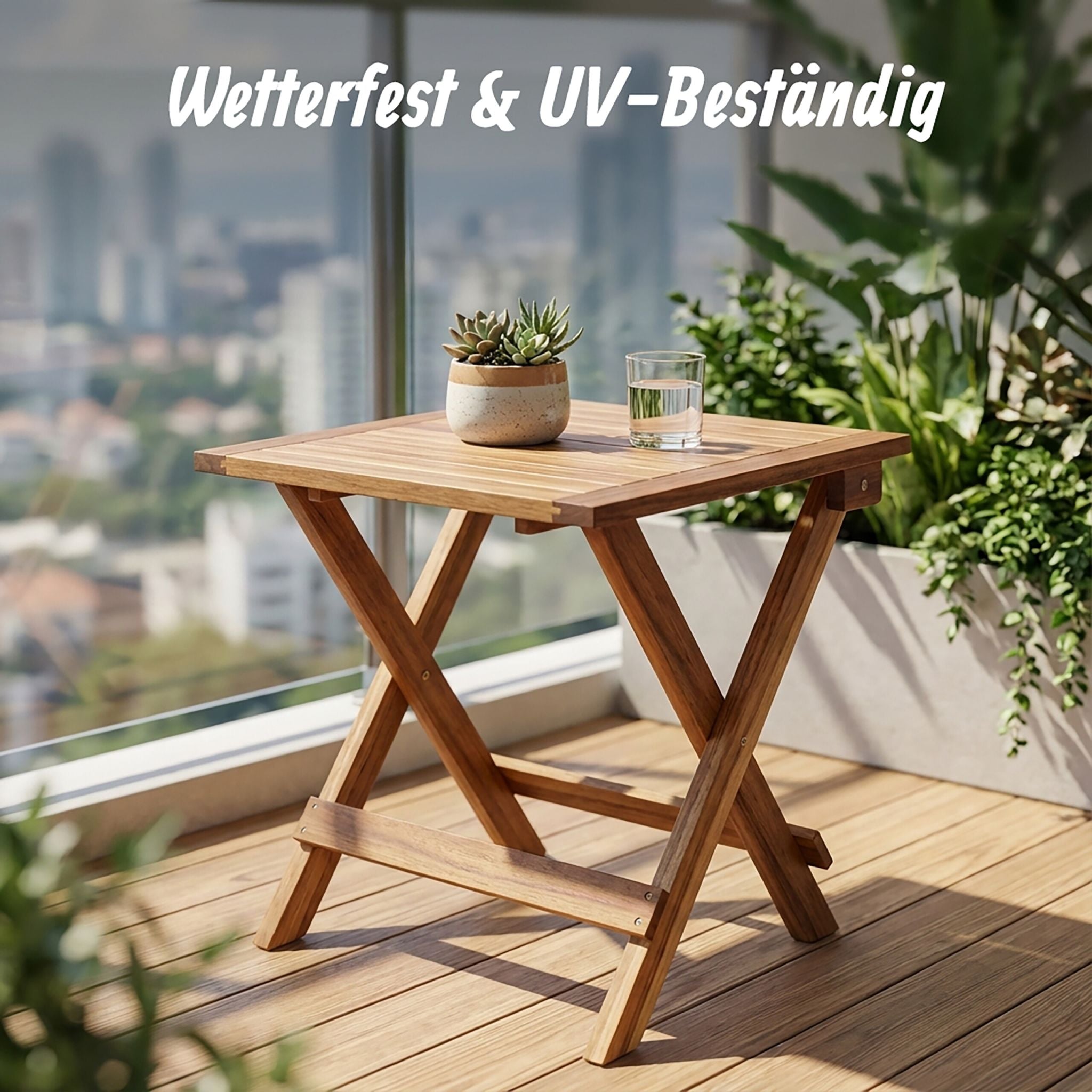 Quadratischer Klapptisch Akazienholz Dunkelbraun von Relaxdays