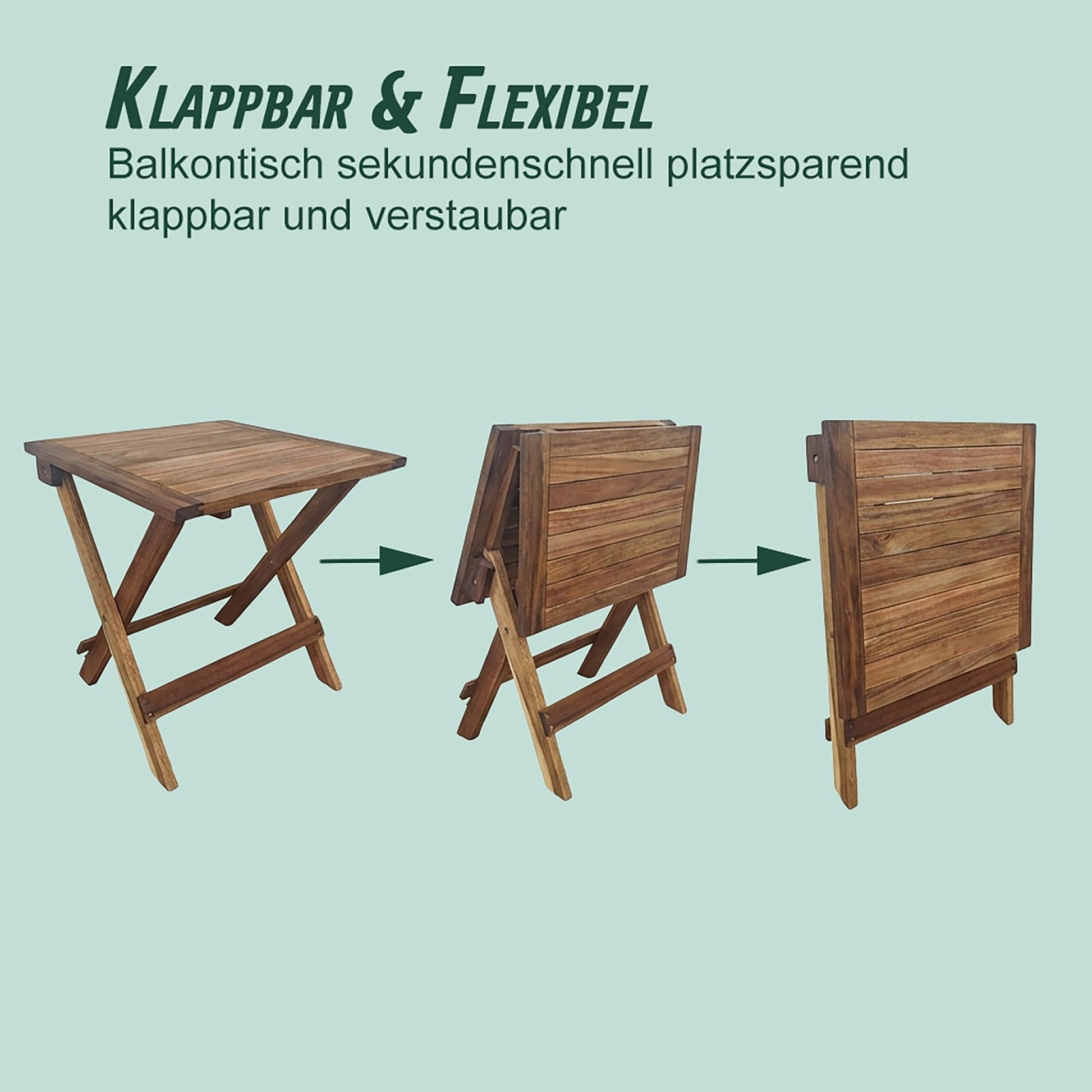 Quadratischer Klapptisch Akazienholz Dunkelbraun von Relaxdays