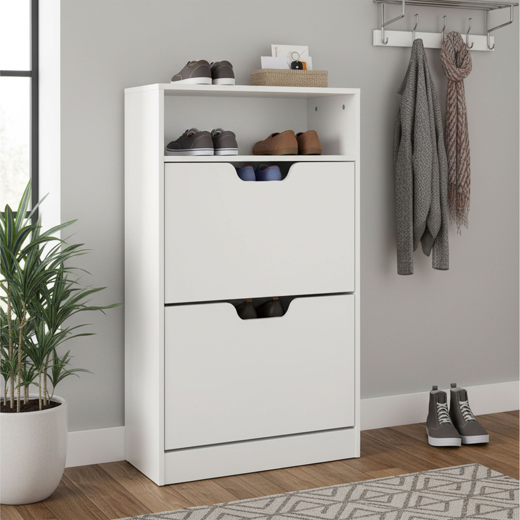 Schuhschrank Kipper mit offenem Fach Weiss von Relaxdays