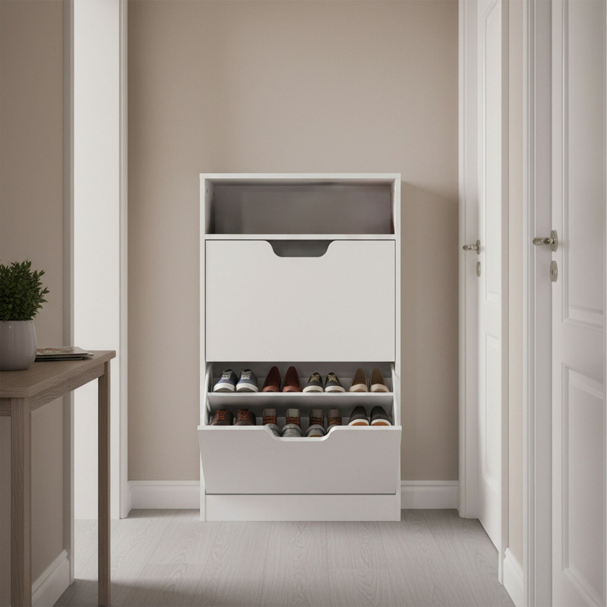 Schuhschrank Kipper mit offenem Fach Weiss von Relaxdays