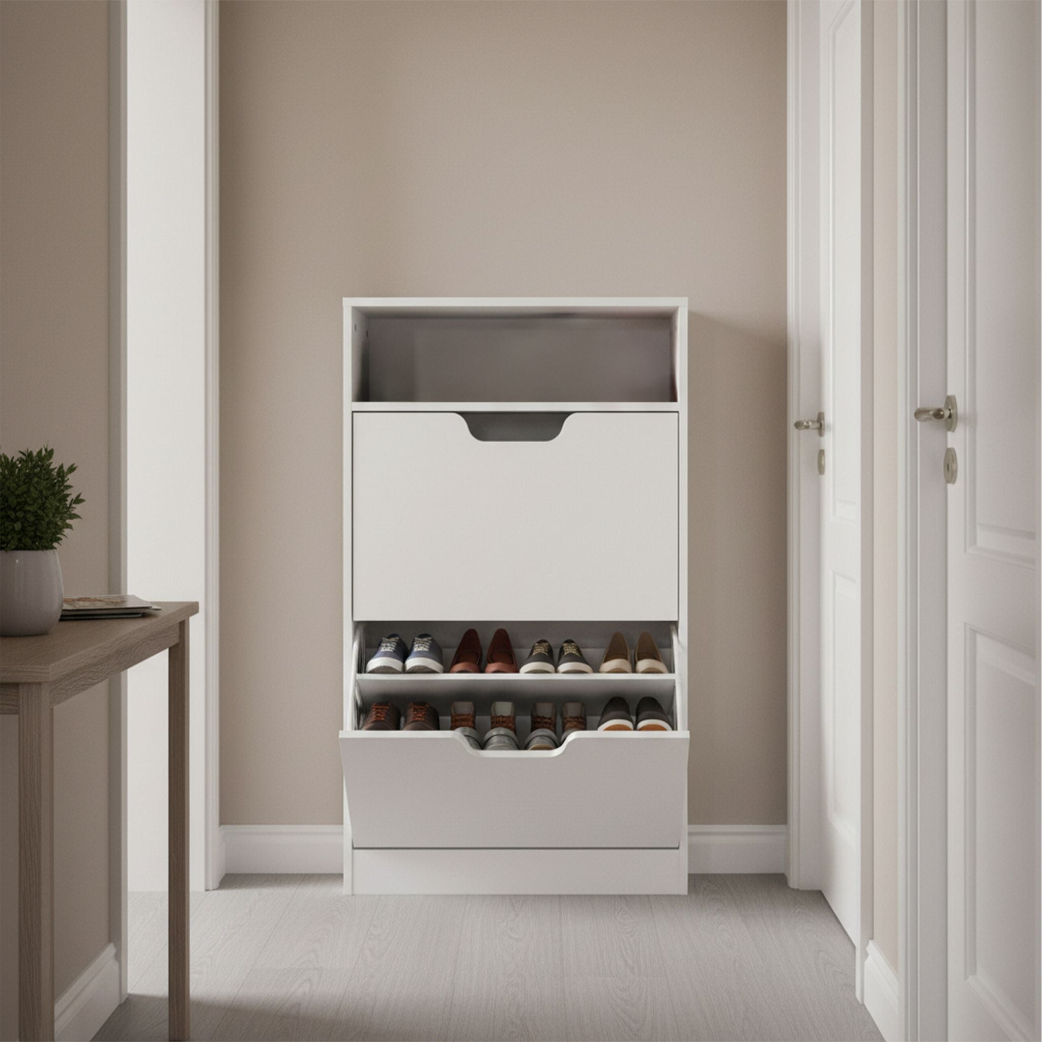 Schuhschrank Kipper mit offenem Fach Weiss von Relaxdays