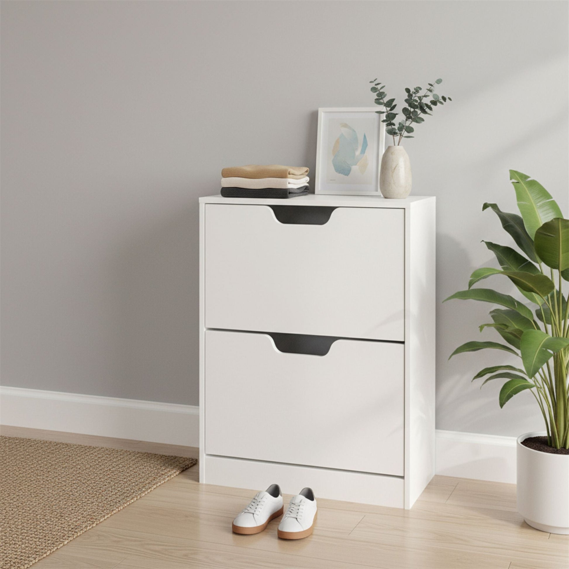 Schuhschrank Kipper mit offenem Fach Weiss von Relaxdays