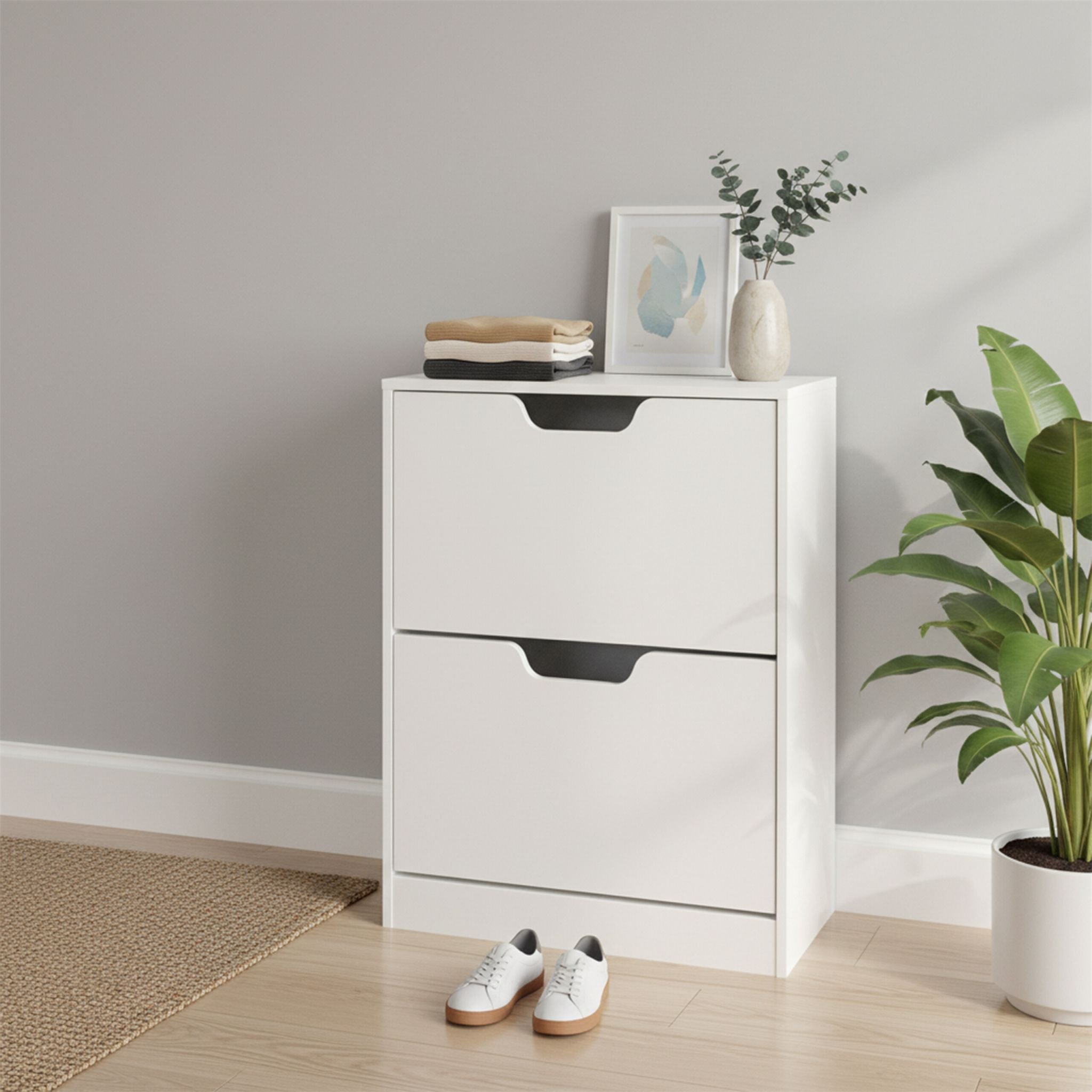 Schuhschrank Kipper mit offenem Fach Weiss von Relaxdays
