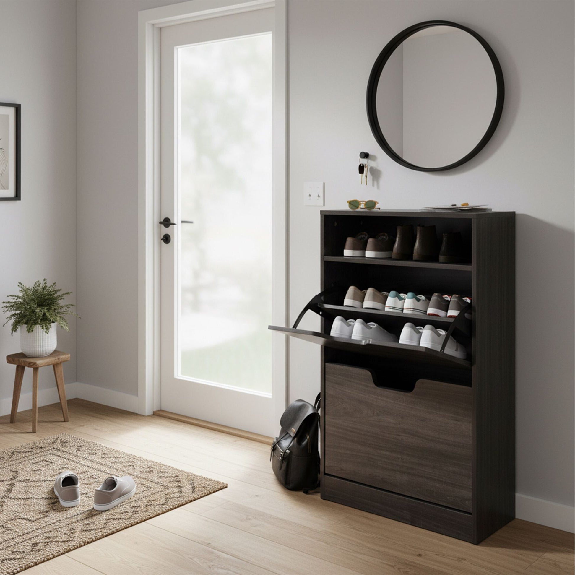Schuhschrank Kipper mit offenem Fach Grau von Relaxdays