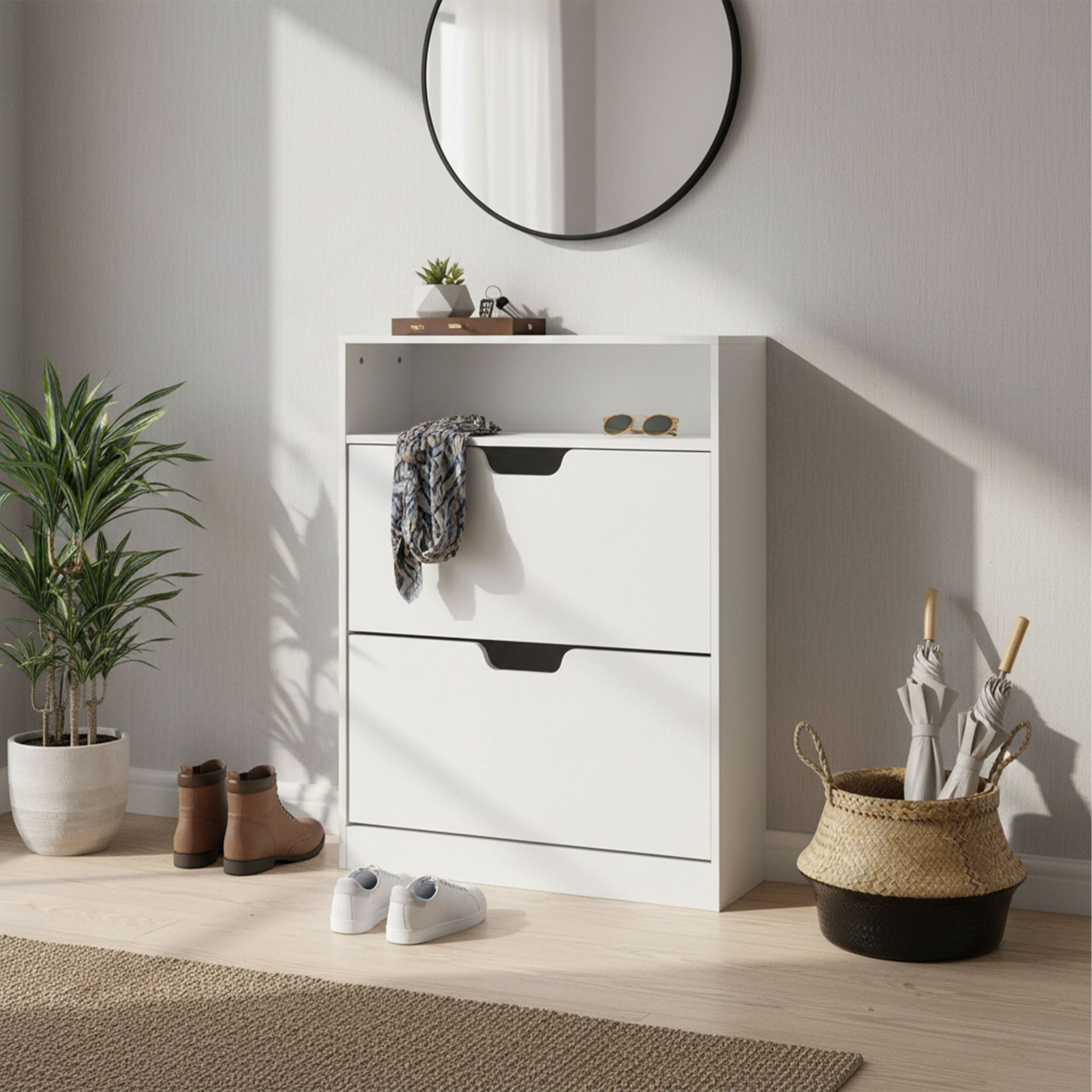 Schuhschrank Kipper mit offenem Fach Weiss von Relaxdays