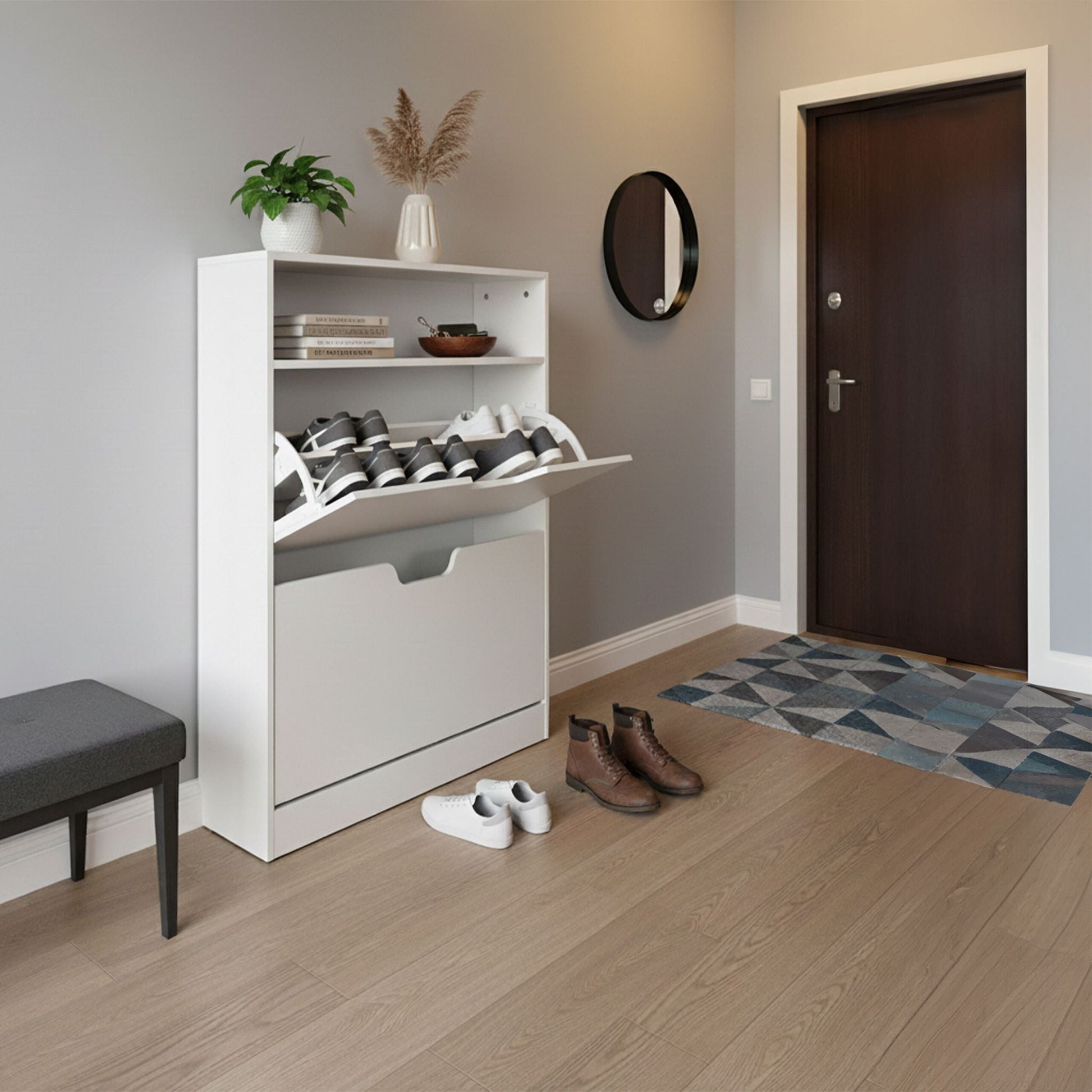 Schuhschrank Kipper mit offenem Fach Weiss von Relaxdays