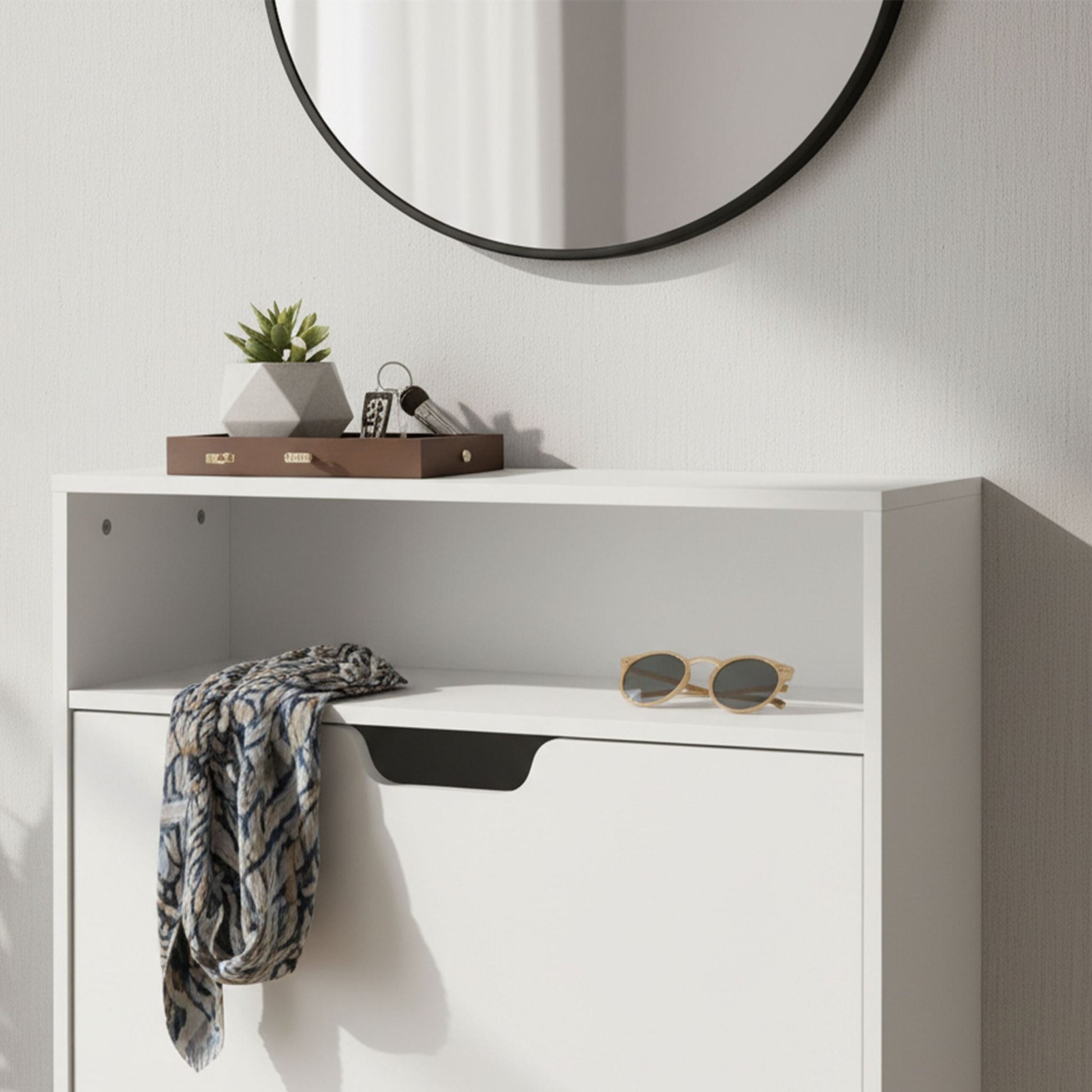 Schuhschrank Kipper mit offenem Fach Weiss von Relaxdays