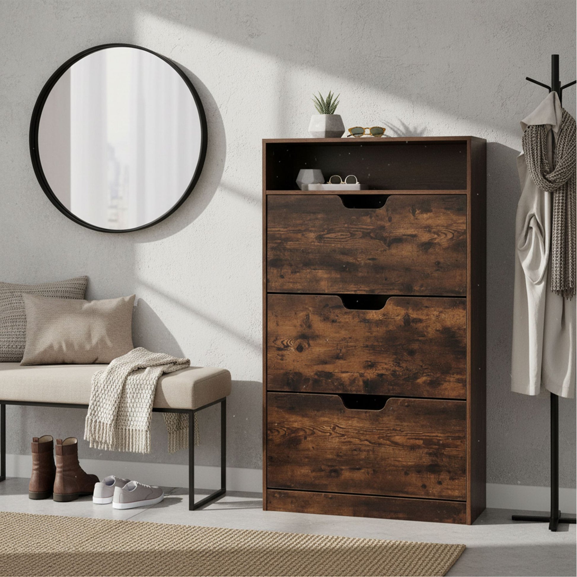 Schuhschrank Kipper mit offenem Fach Anthrazit von Relaxdays