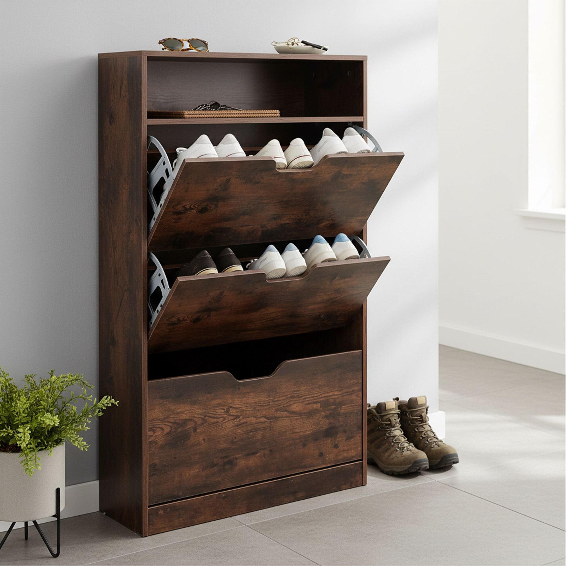 Schuhschrank Kipper mit offenem Fach Anthrazit von Relaxdays