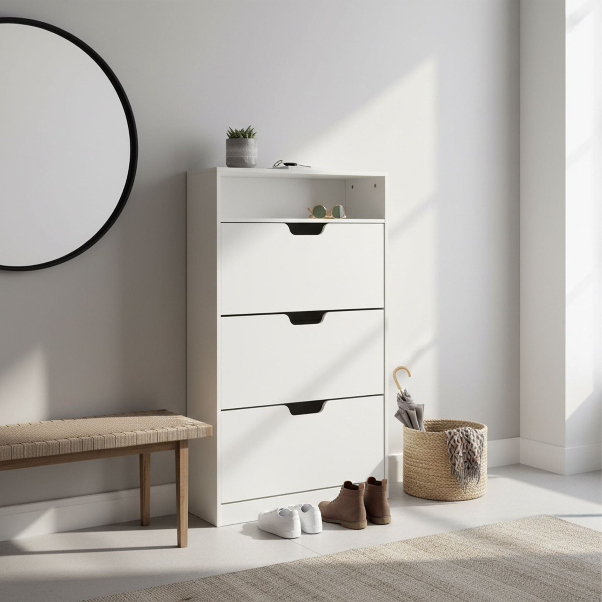 Schuhschrank Kipper mit offenem Fach Weiss von Relaxdays