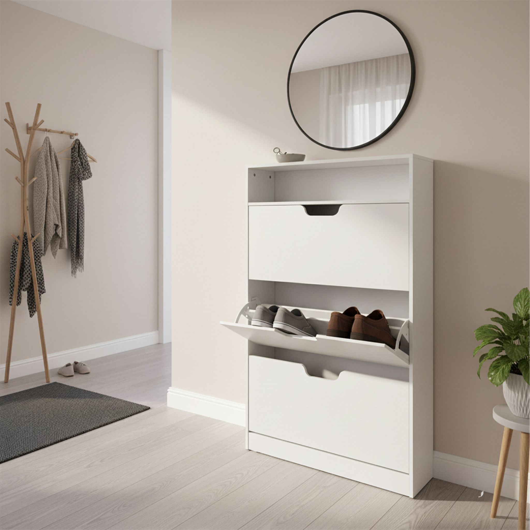Schuhschrank Kipper mit offenem Fach Weiss von Relaxdays