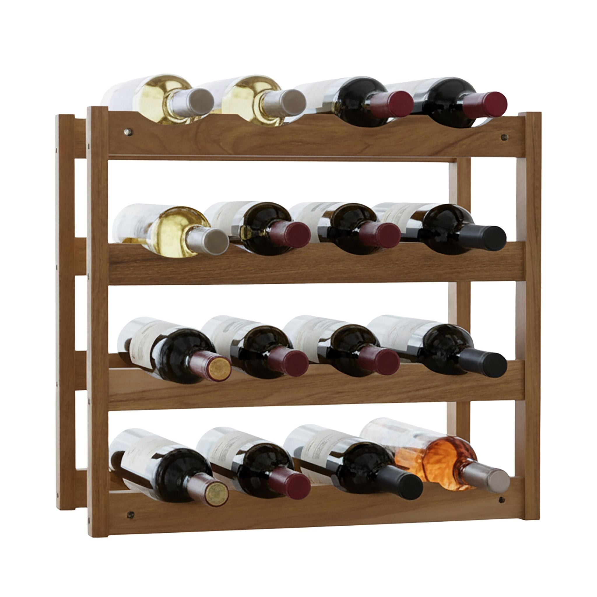 Weinregal Walnuss für 16 Flaschen Hellbraun von Relaxdays