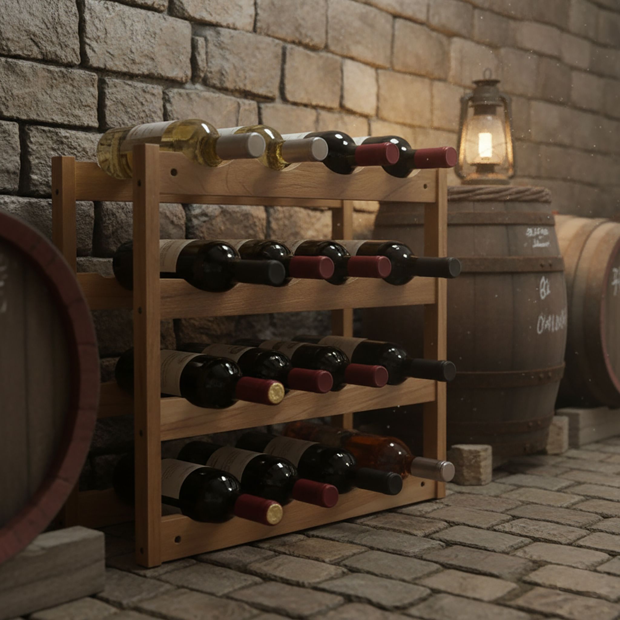 Weinregal Walnuss für 16 Flaschen Hellbraun von Relaxdays