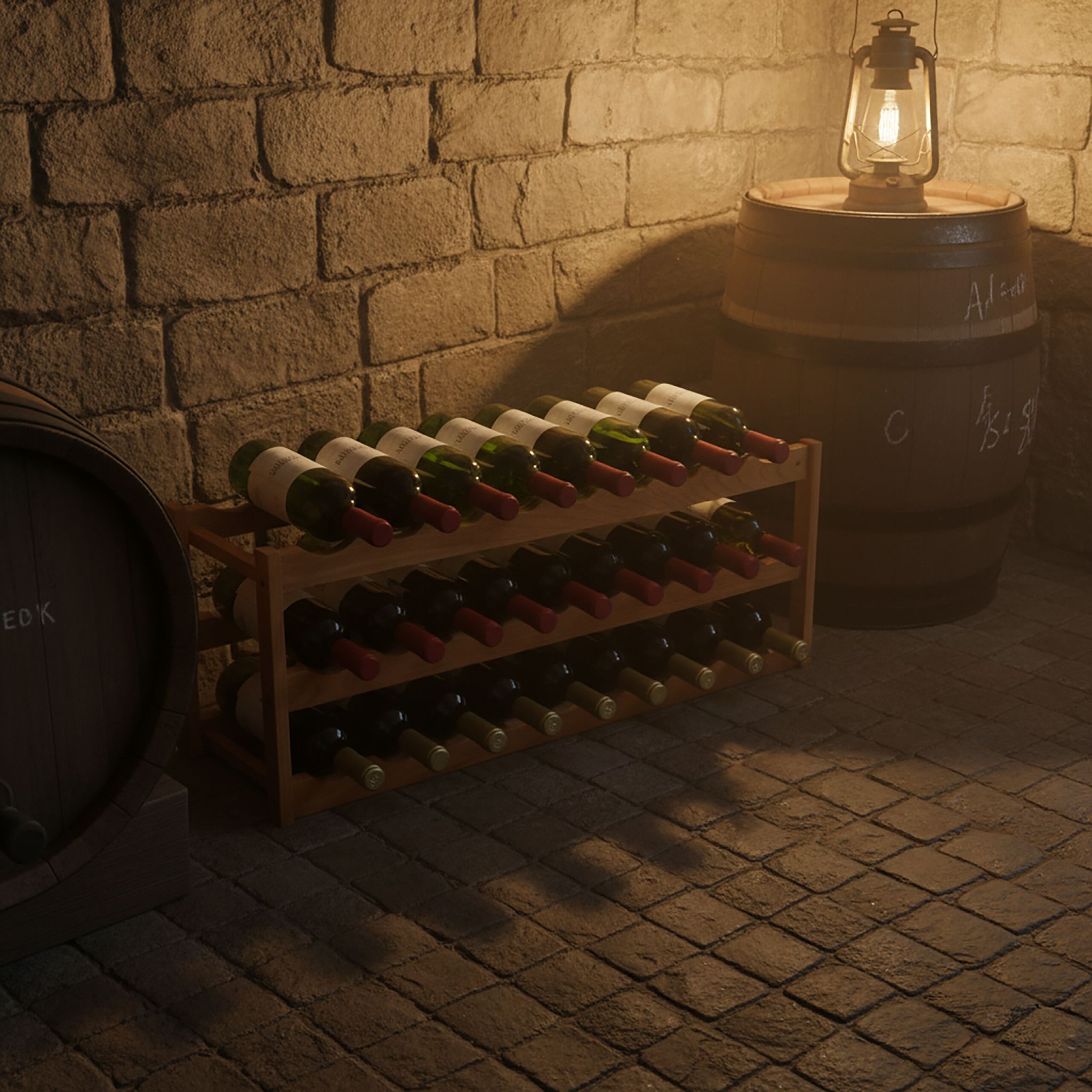 Weinregal Walnuss für 24 Flaschen Hellbraun von Relaxdays