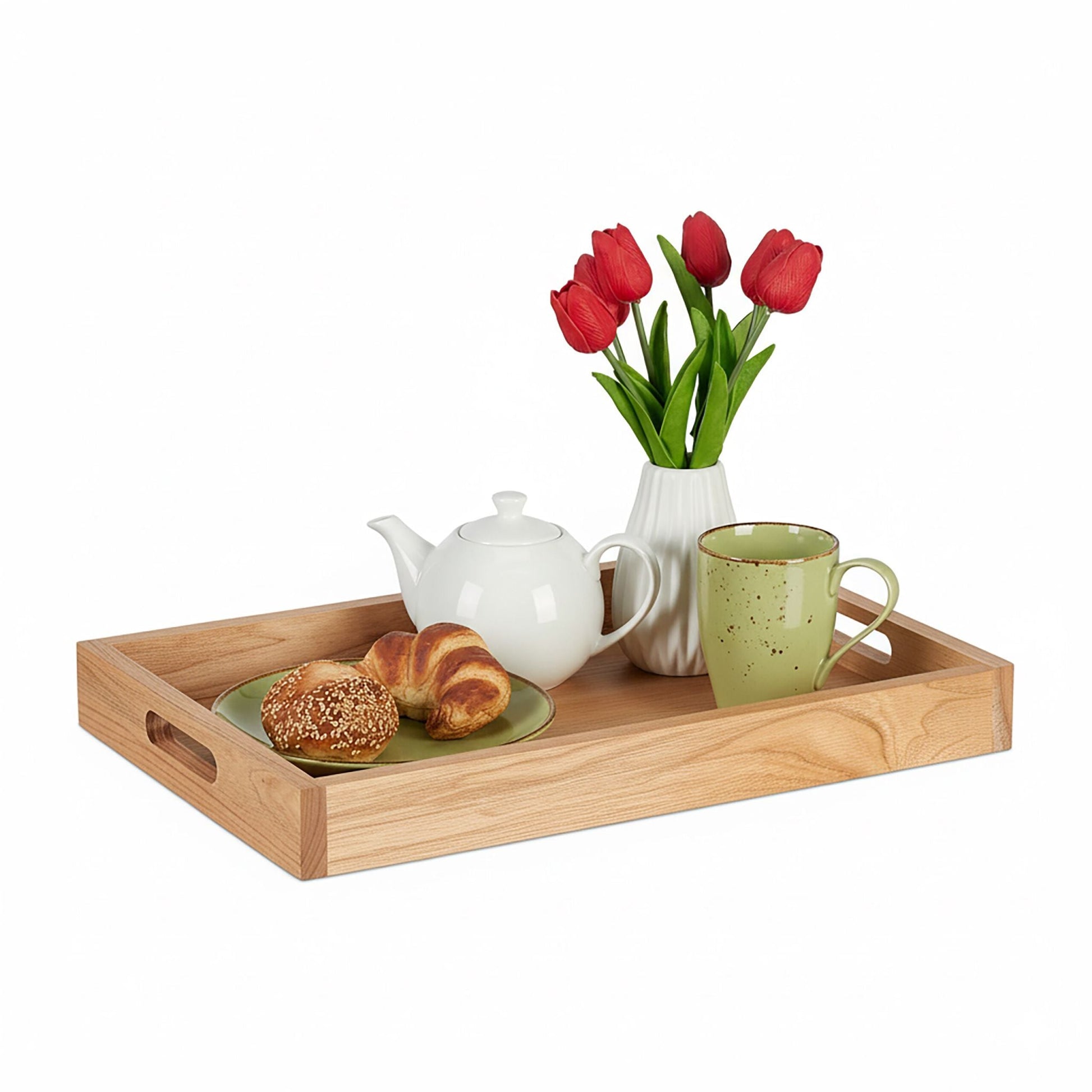 Serviertablett Walnussholz & MDF Hellbraun von Relaxdays