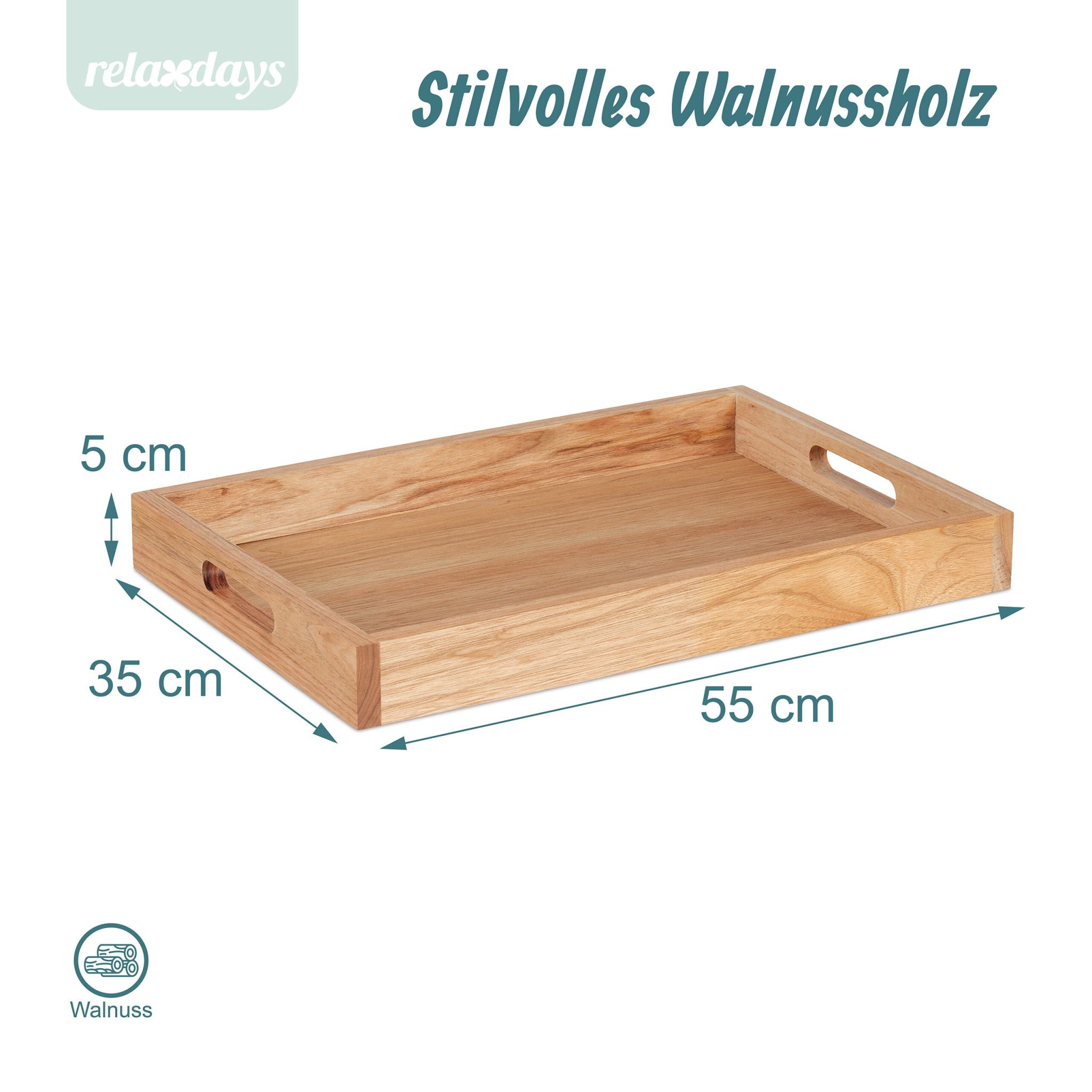 Serviertablett Walnussholz & MDF Hellbraun von Relaxdays