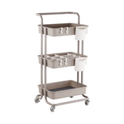 Rollwagen 3 Etagen Beige-Weiss-Grau von Relaxdays